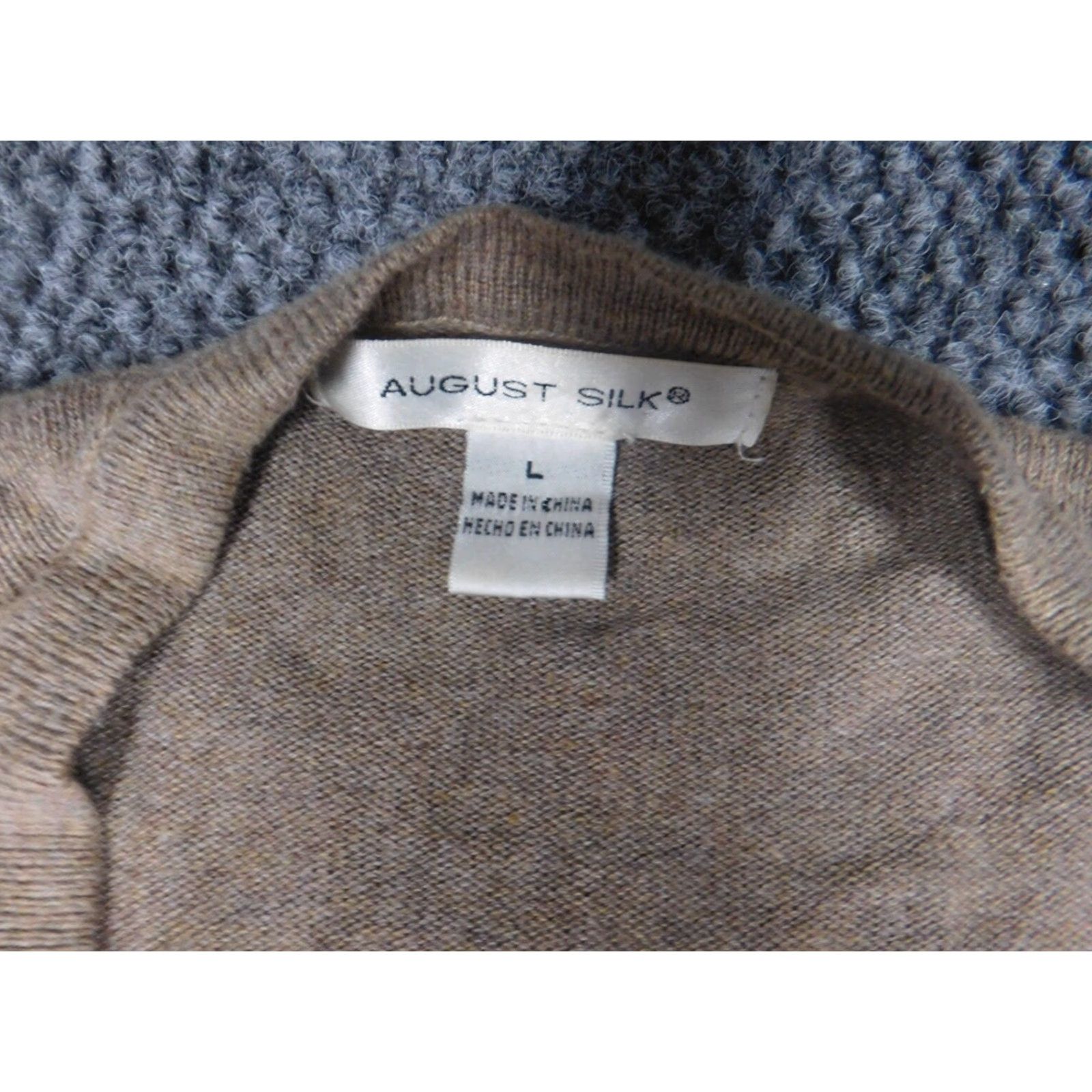 Vintage August Silk Cardigan Sweater Womens L Brown Open Crew Neck Casual Knit Winter Vintage: No Size L / US 10 / IT 46 - 5 Thumbnail