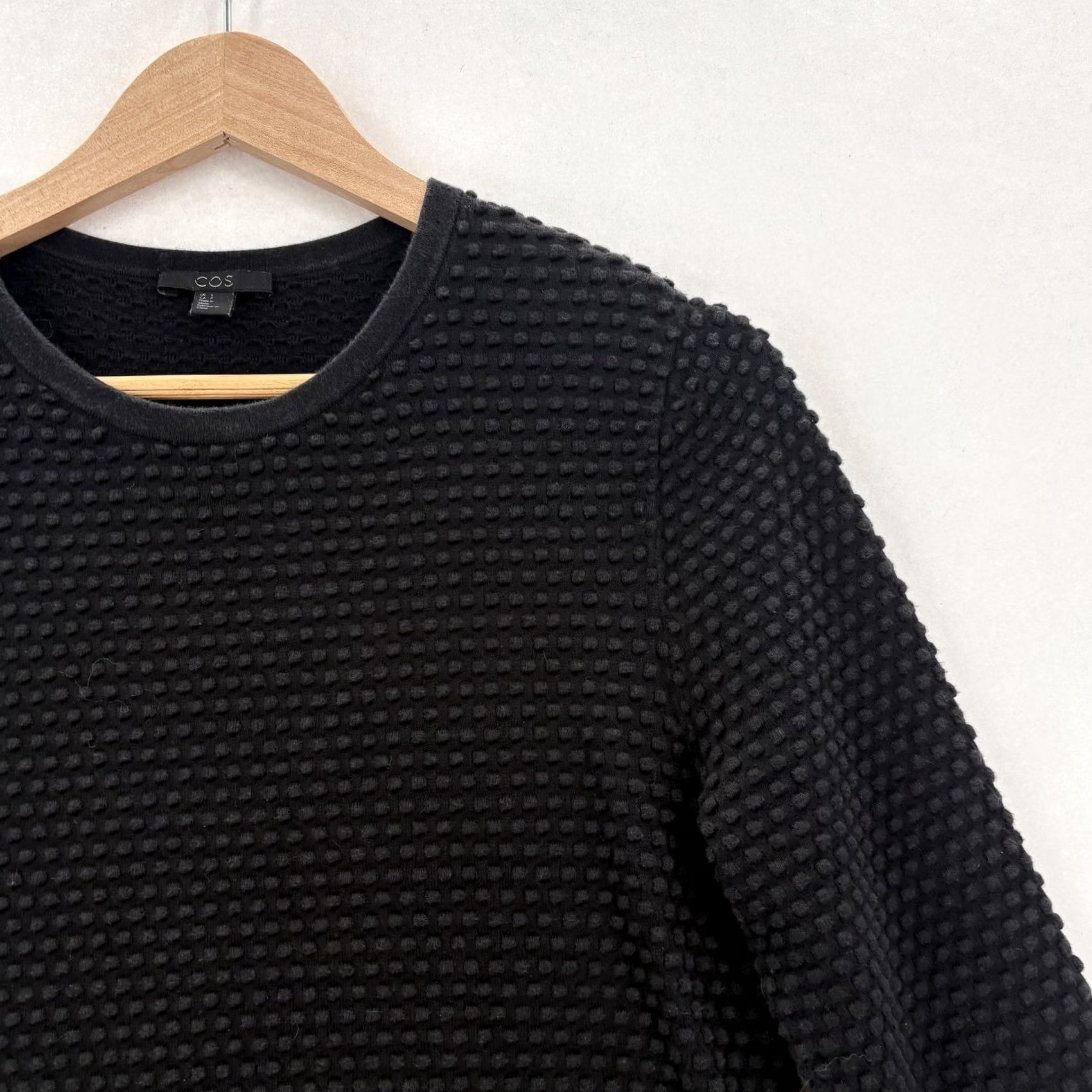 Cos COS Sweater Womens Small Black Waffle-Knit Knit Crew Neck Cotton Tunic Casual Seasonal 100% Cotton Knit Modern Size S / US 4 / IT 40 - 2 Thumbnail