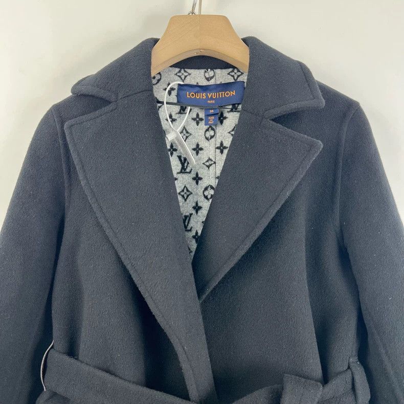 Louis Vuitton Louis Vuitton Black woolen coat with full print of presbyop Size XS / US 0-2 / IT 36-38 - 4 Thumbnail