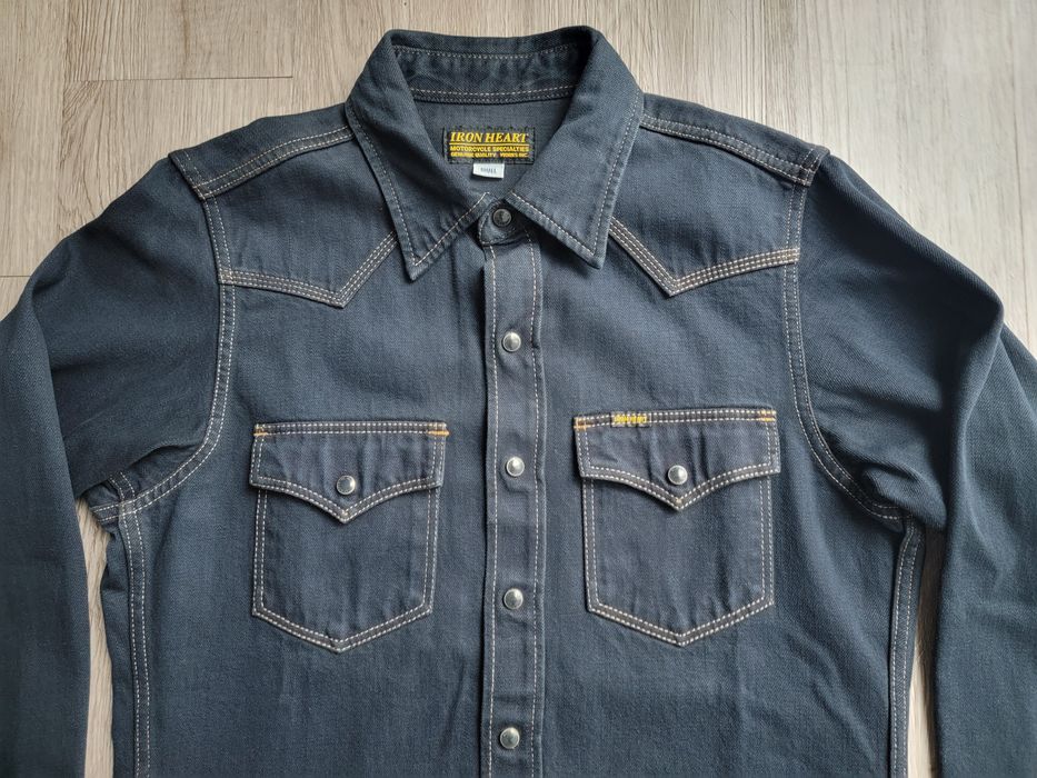 Iron Heart IRON HEART 12oz Selvedge Denim Overdyed Indigo Western Shirt