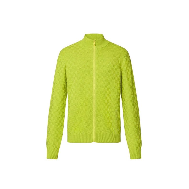 Louis Vuitton Fluorescent yellow checkerboard knit jacket