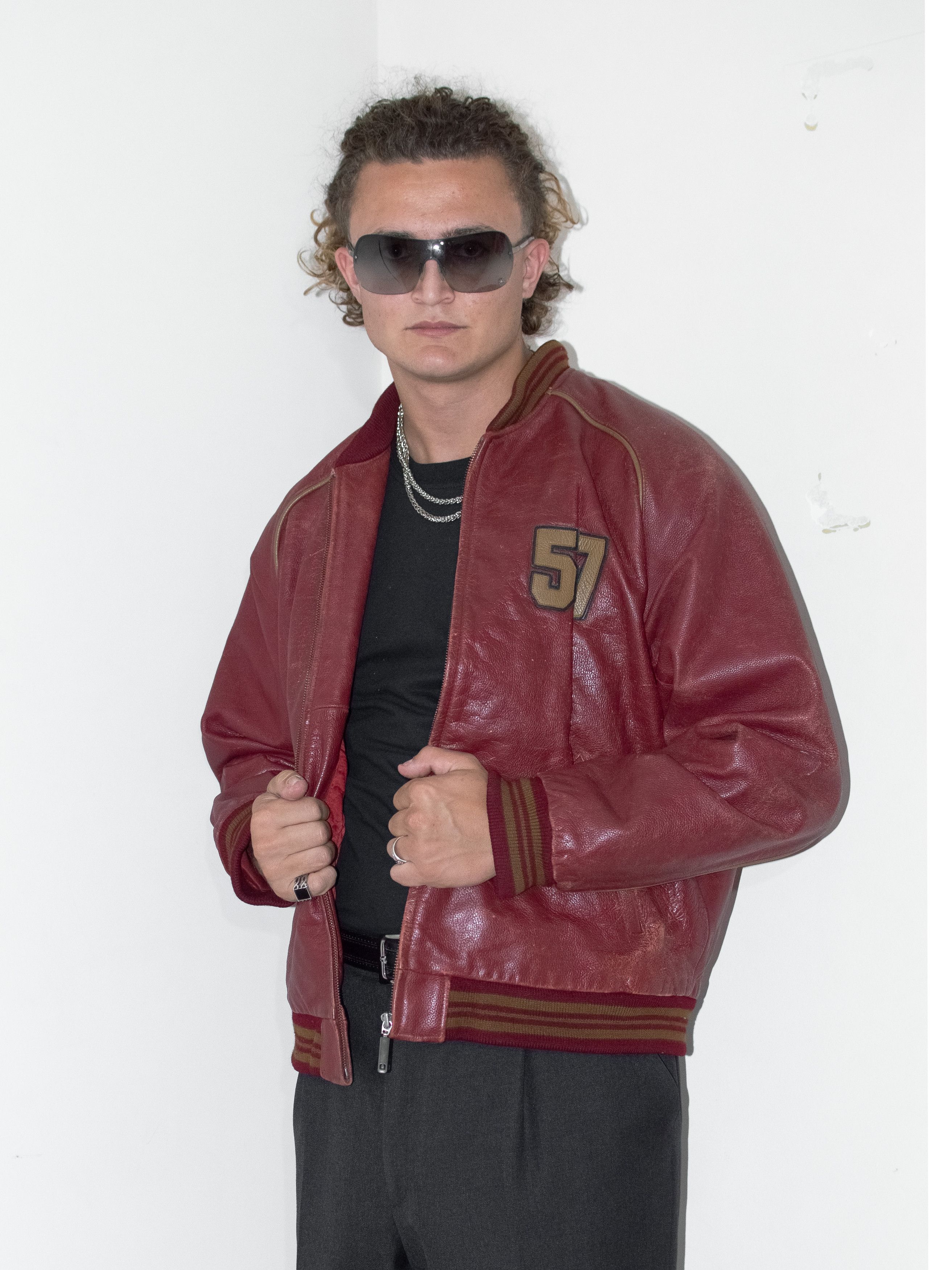 Chevignon × Vintage Vintage 90s Chevignon Teddy Bomber Jacket in Cow Leather Size US M / EU 48-50 / 2 - 3 Thumbnail