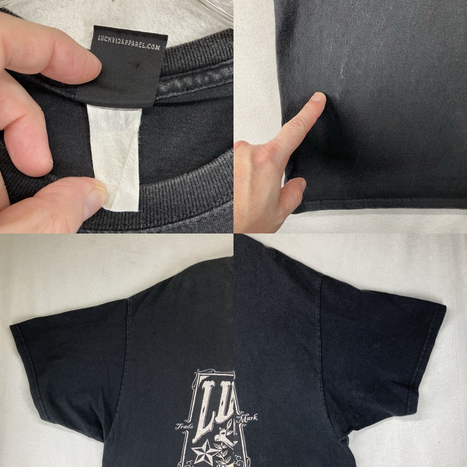 Vintage VINTAGE Lucky 13 T-Shirt Mens Oversized Black Cotton Crew Neck Short Sleeve Skull Logo Graphic Print 90s Biker Rock Punk Retro 2000s Size US L / EU 52-54 / 3 - 9 Thumbnail