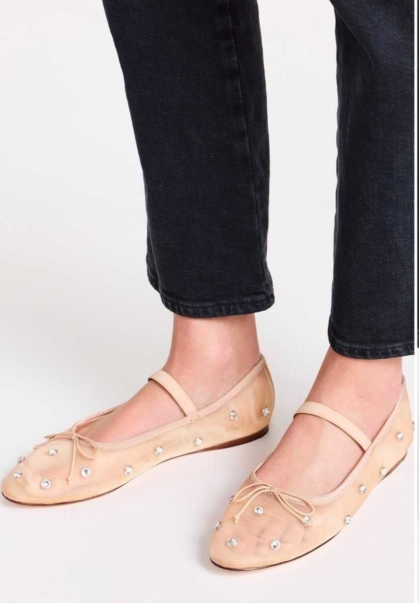 Jeffrey Campbell Jeffrey Campbell Mesh Ballet Flats Mary Jane Rhinestone Size US 7.5 / IT 37.5 - 17 Thumbnail