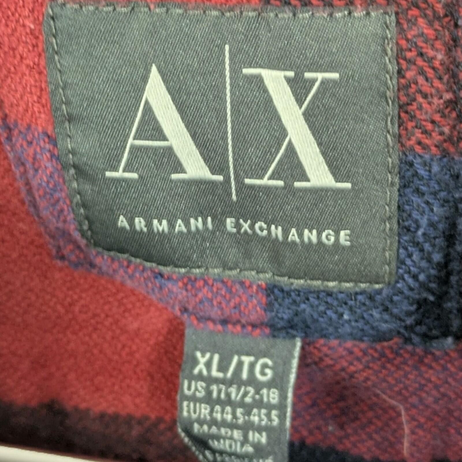 Armani Exchange Men's Armani Exchange XL Red Black Plaid Button Down Shirt Size US XL / EU 56 / 4 - 3 Thumbnail