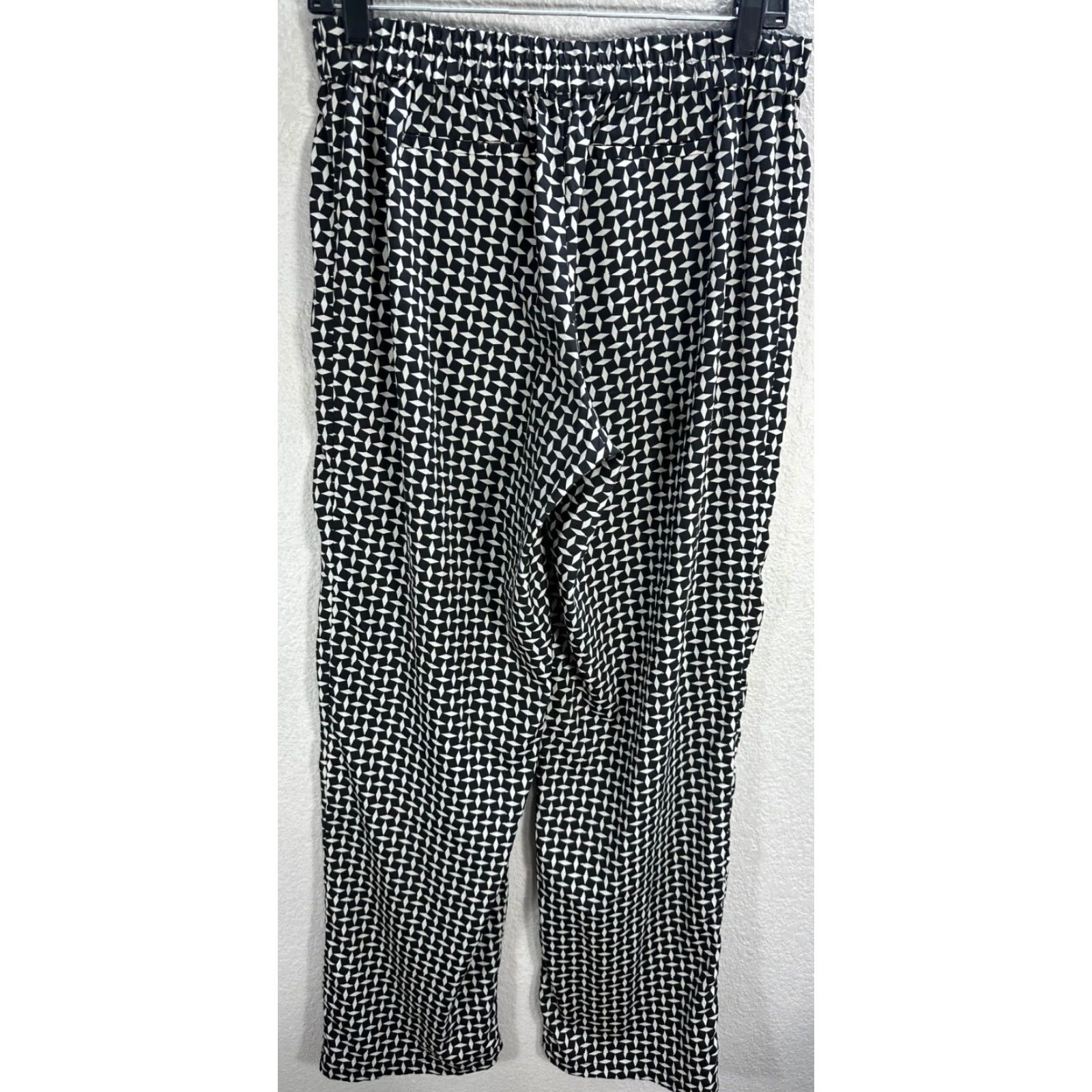 Christian Siriano Christian Siriano Runaway Geometric Pants Elastic Waist Sz M Women Black White Geometric Pattern Ankle Straight Inseam 31 Size 32" / US 10 / IT 46 - 4 Thumbnail