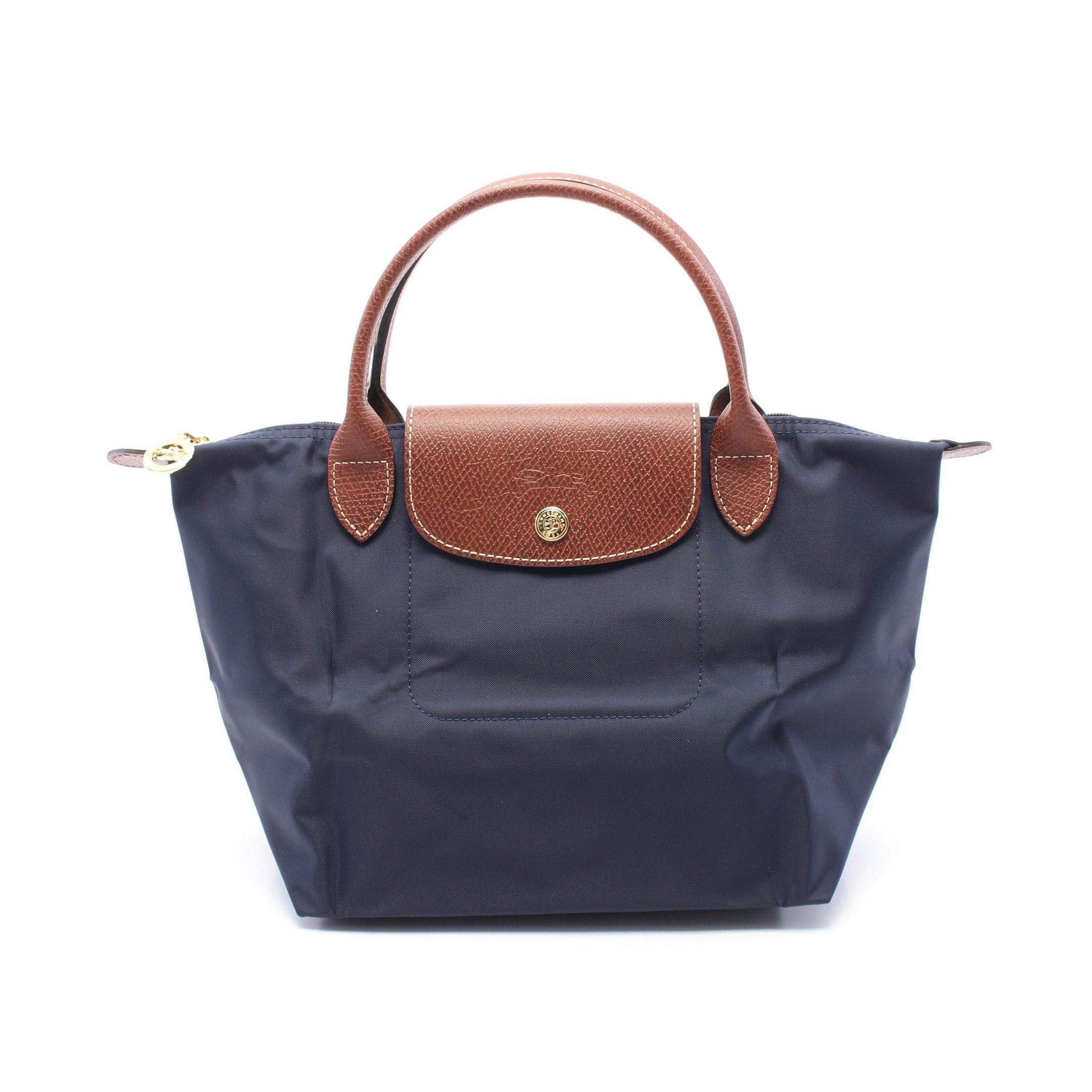 Longchamp Longchamp Le Preage Original S Handbag Tote Bag Canvas Leather Navy Brown Size ONE SIZE - 1 Thumbnail