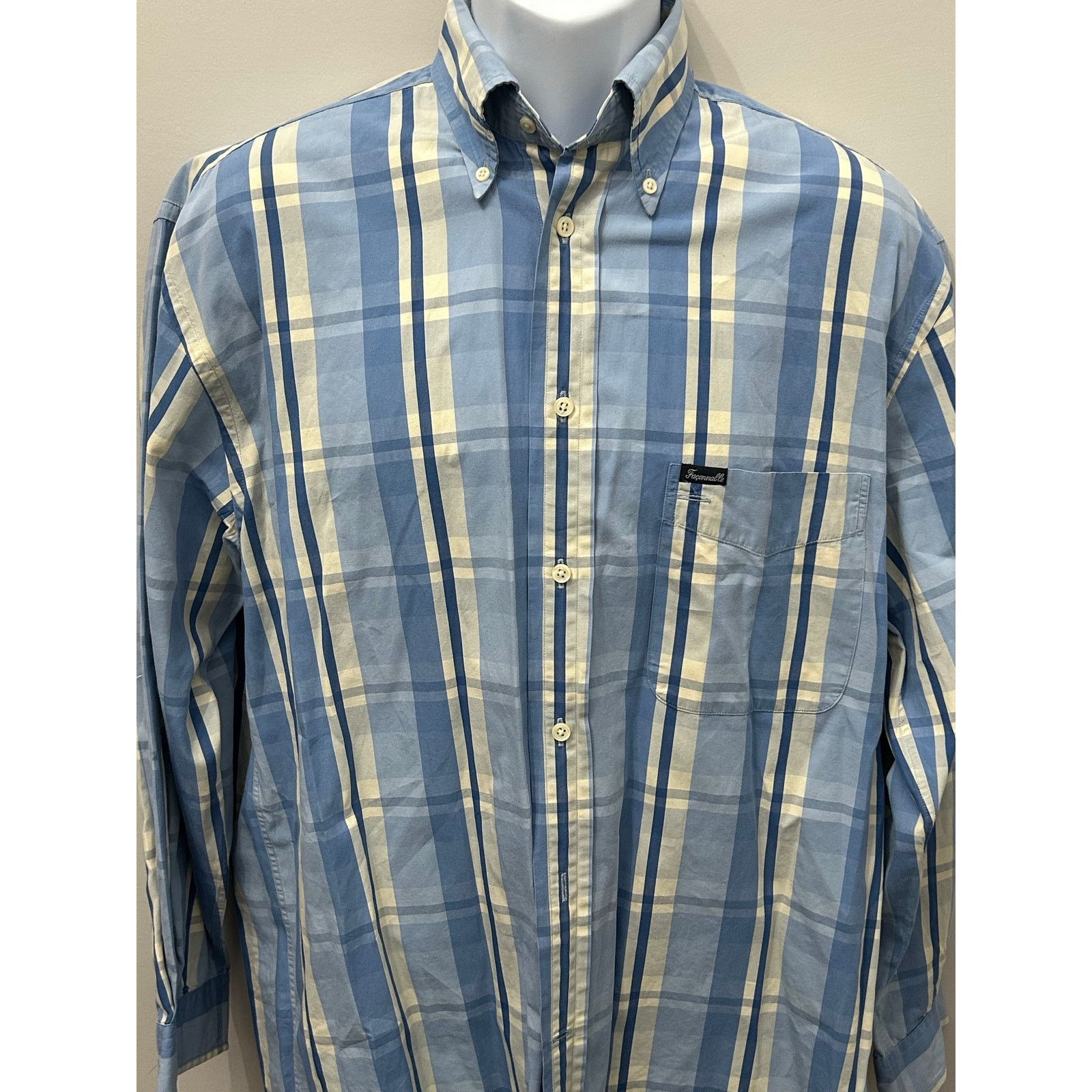 Faconnable Faconnable Vintage Blue Beige Plaid Shirt M France Size US M / EU 48-50 / 2 - 5 Thumbnail
