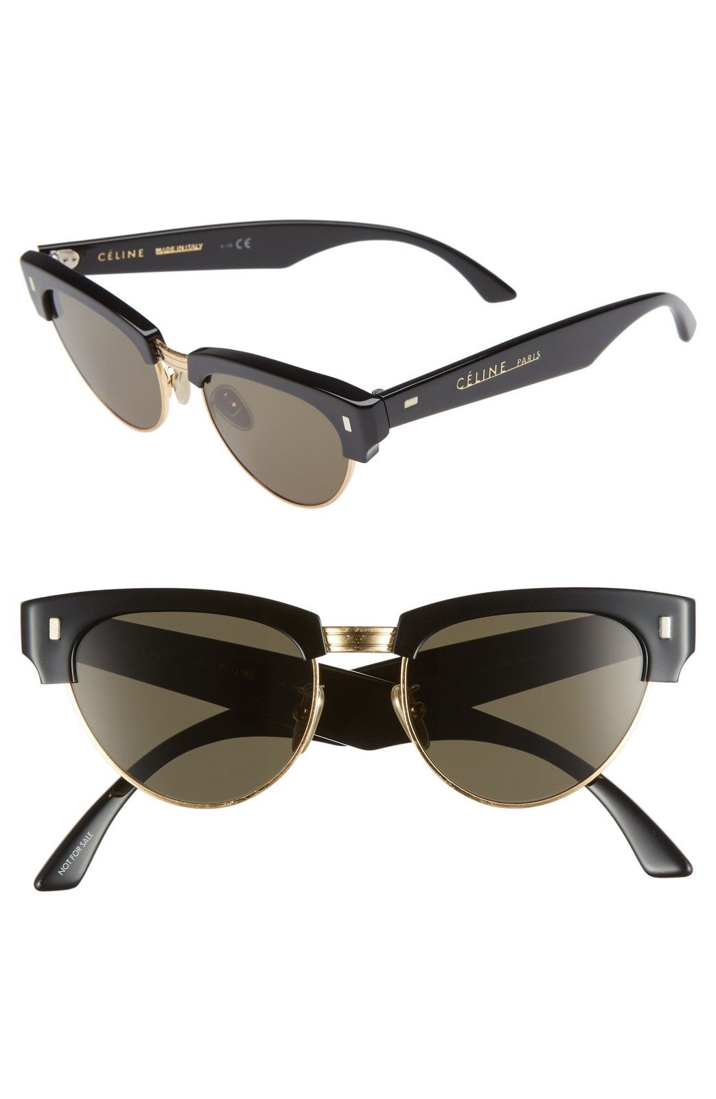 Celine Celine CL40059U 30E Black/Gold Cat Eye Womens Sunglasses Size ONE SIZE - 1 Thumbnail