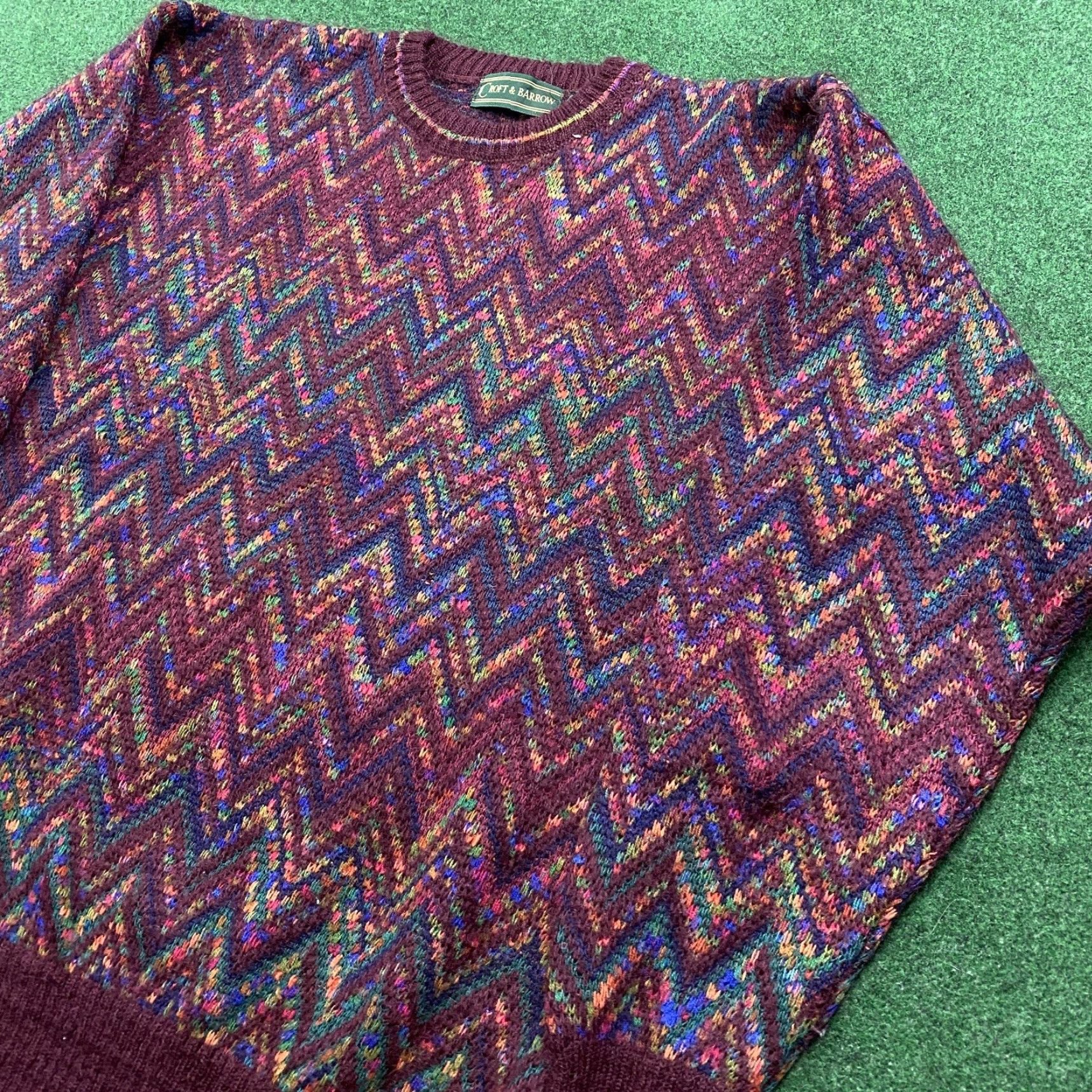 Vintage VINTAGE Striped Wool Sweater Mens S Red Knit Abstract 3D Zig Zag Sweatshirt Size US S / EU 44-46 / 1 - 2 Thumbnail