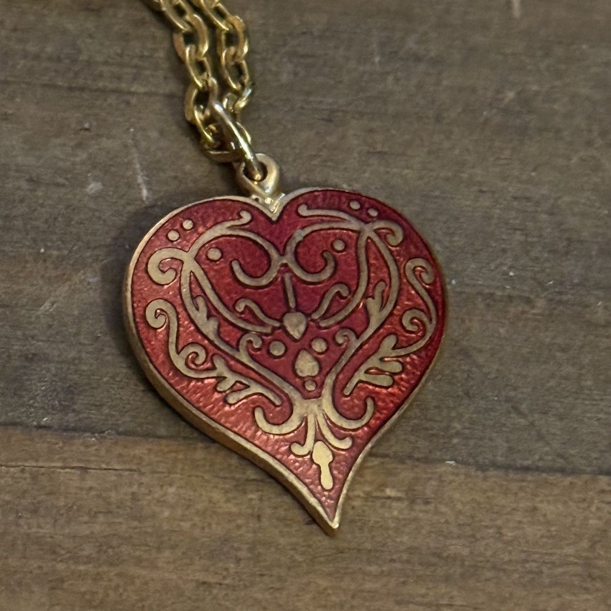 Vintage Vintage Renaissance enameled Niello heart pendant necklace Size ONE SIZE - 4 Thumbnail