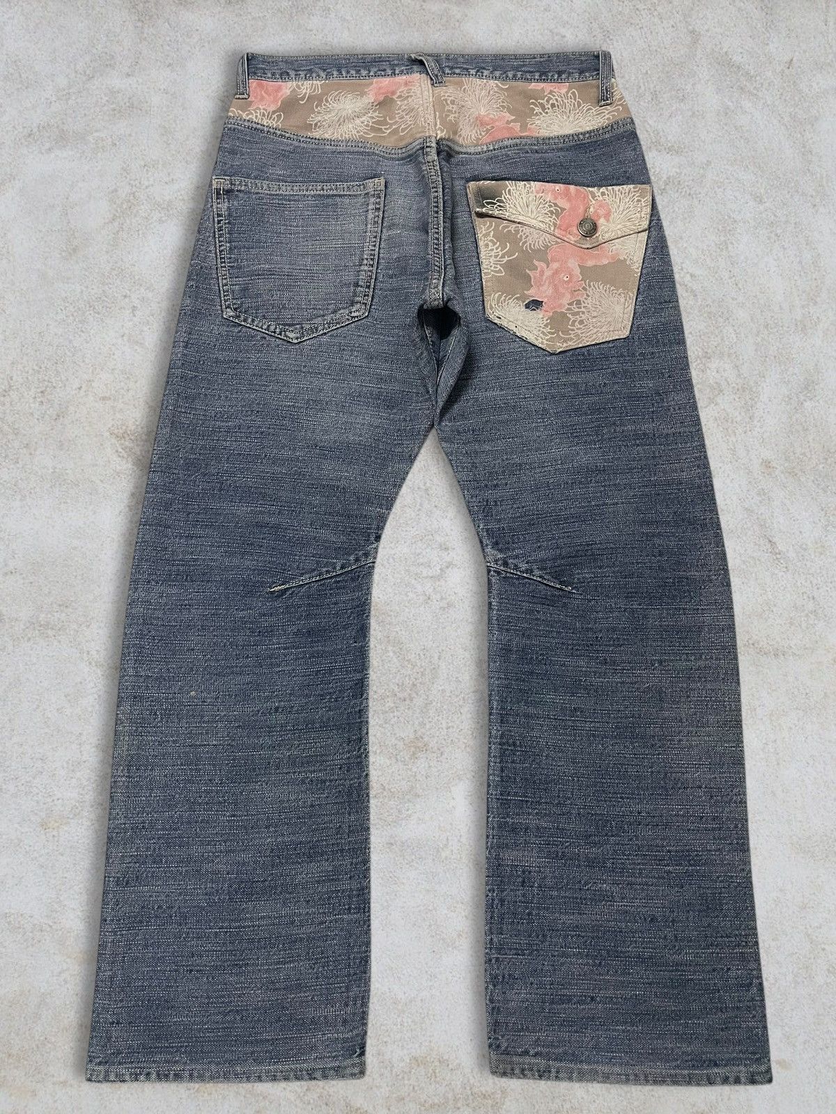 Karakuri Tamashii Vintage Japanese Karakuri Style Koi Fish Washed Sugoi Jeans Size 30" / US 8 / IT 44 - 1 Thumbnail