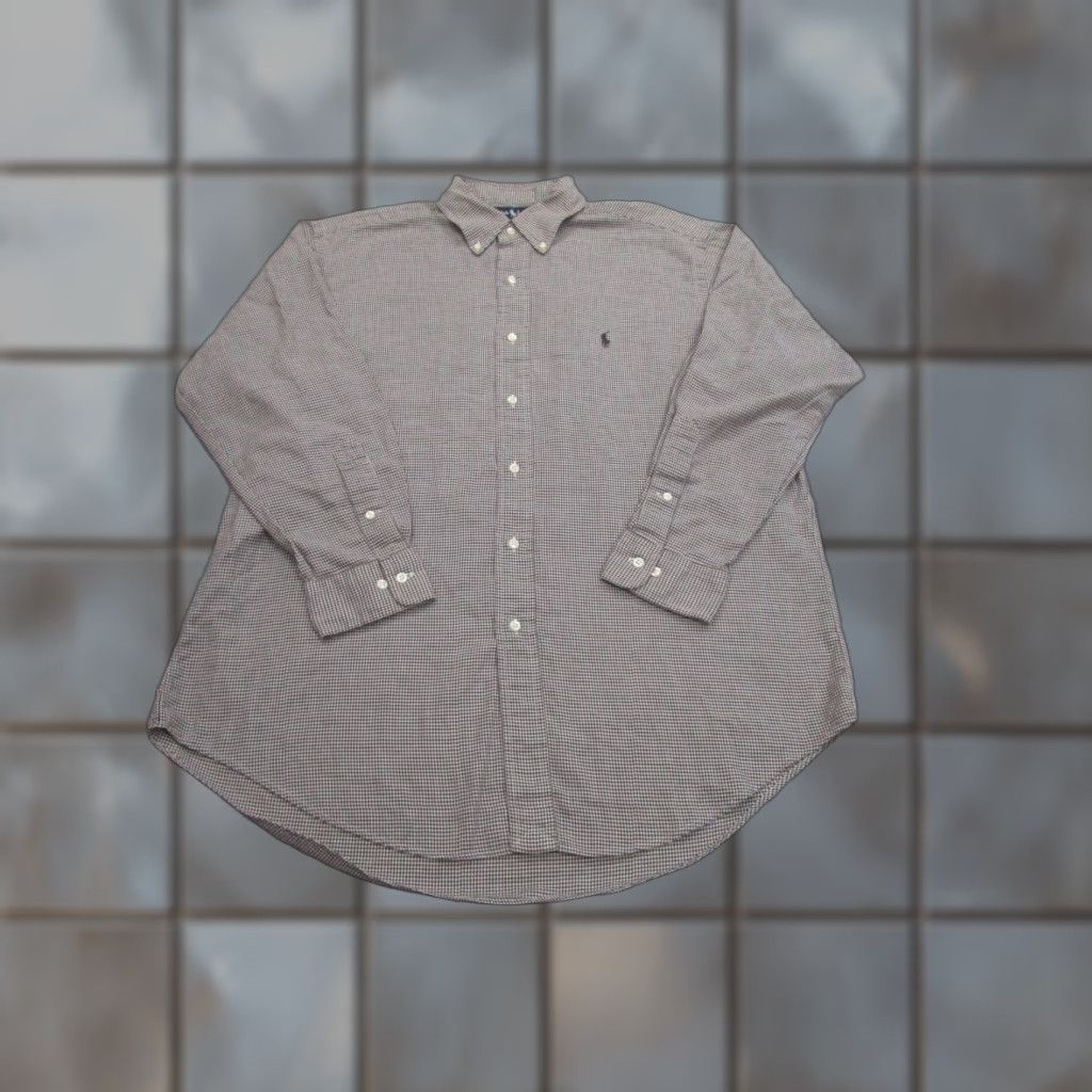 Ralph Lauren Ralph Lauren Yarmouth Shirt Mens 16 Brown Mini Houndstooth Button Up Long Sleeve - Button-Down, Plaid, Cotton, Regular Fit, Classic Theme, Men Size US L / EU 52-54 / 3 - 1 Thumbnail