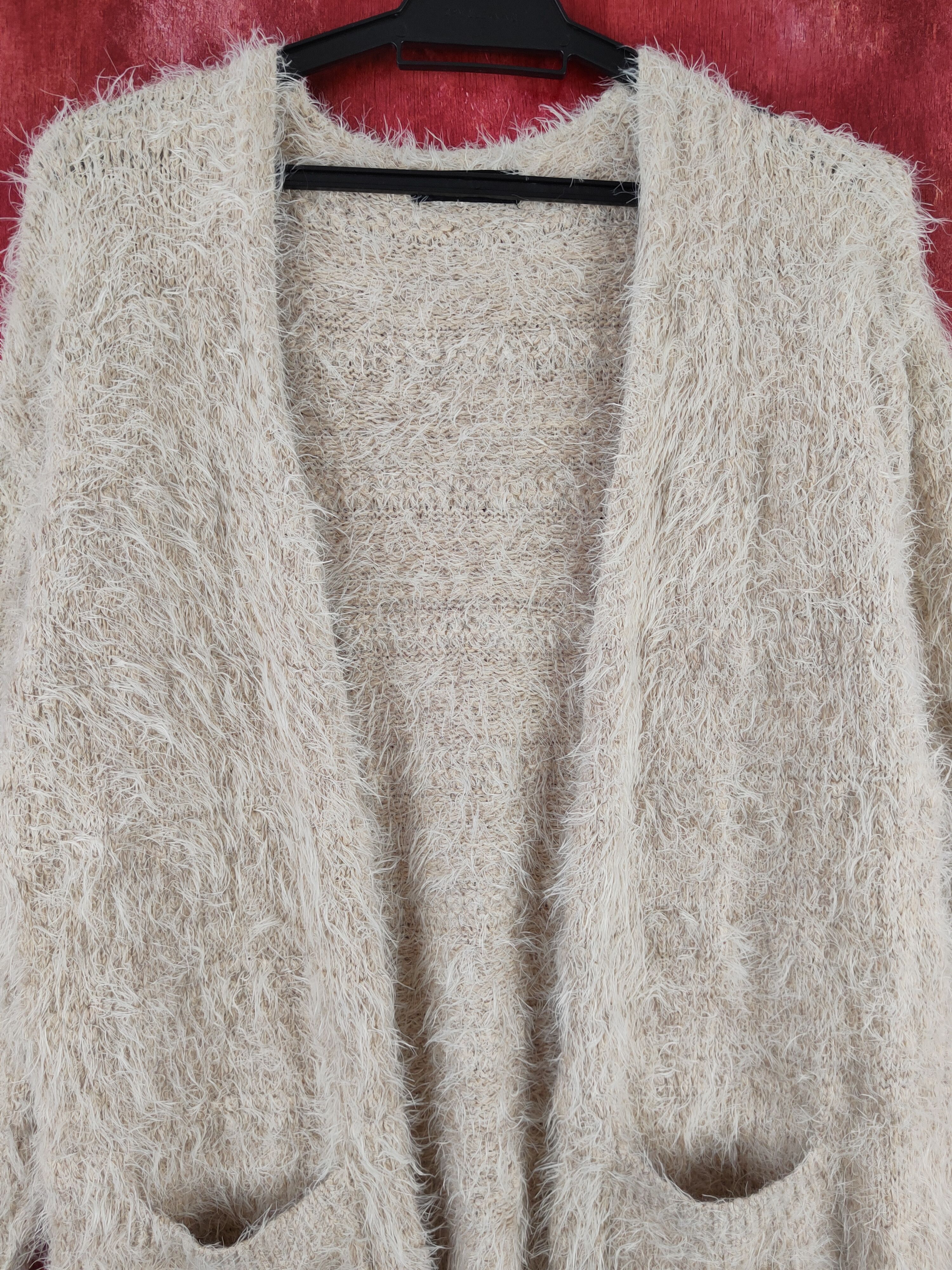 Homespun Knitwear Urban Research Beige Shag Shaggy Fur Mohair Knitwear #S2039 Size L / US 10 / IT 46 - 2 Thumbnail