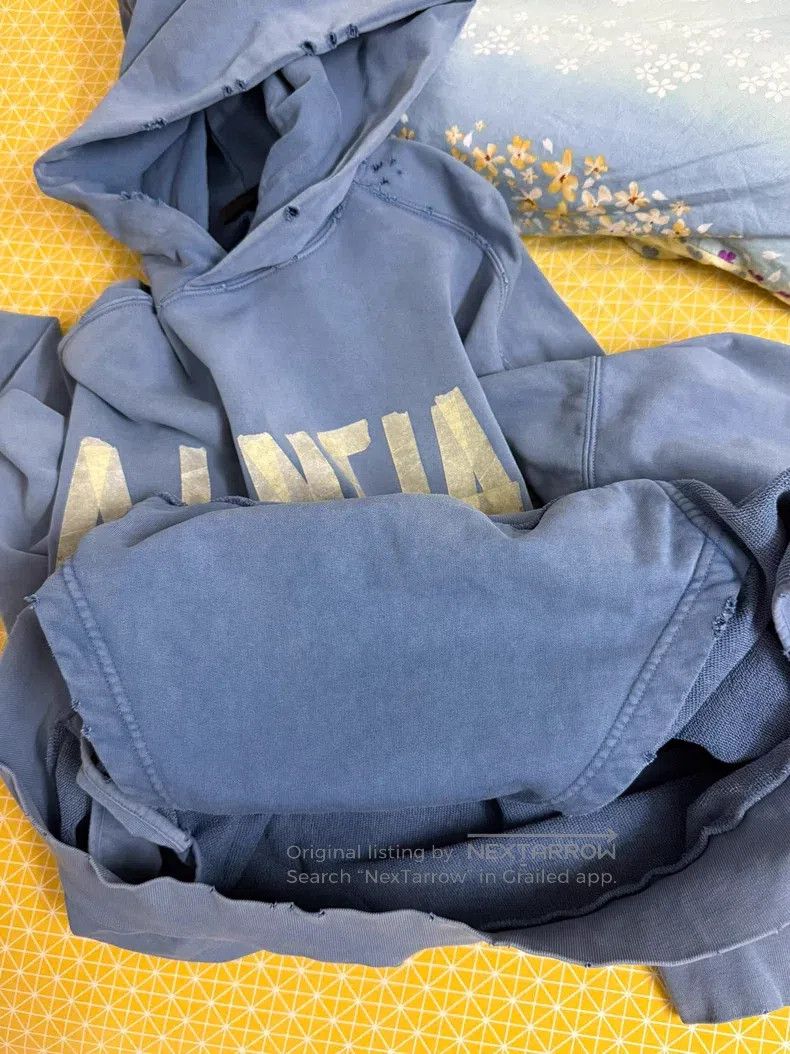 Balenciaga Balenciaga Haze Blue Tape Hooded Sweatshirt Size US S / EU 44-46 / 1 - 7 Thumbnail