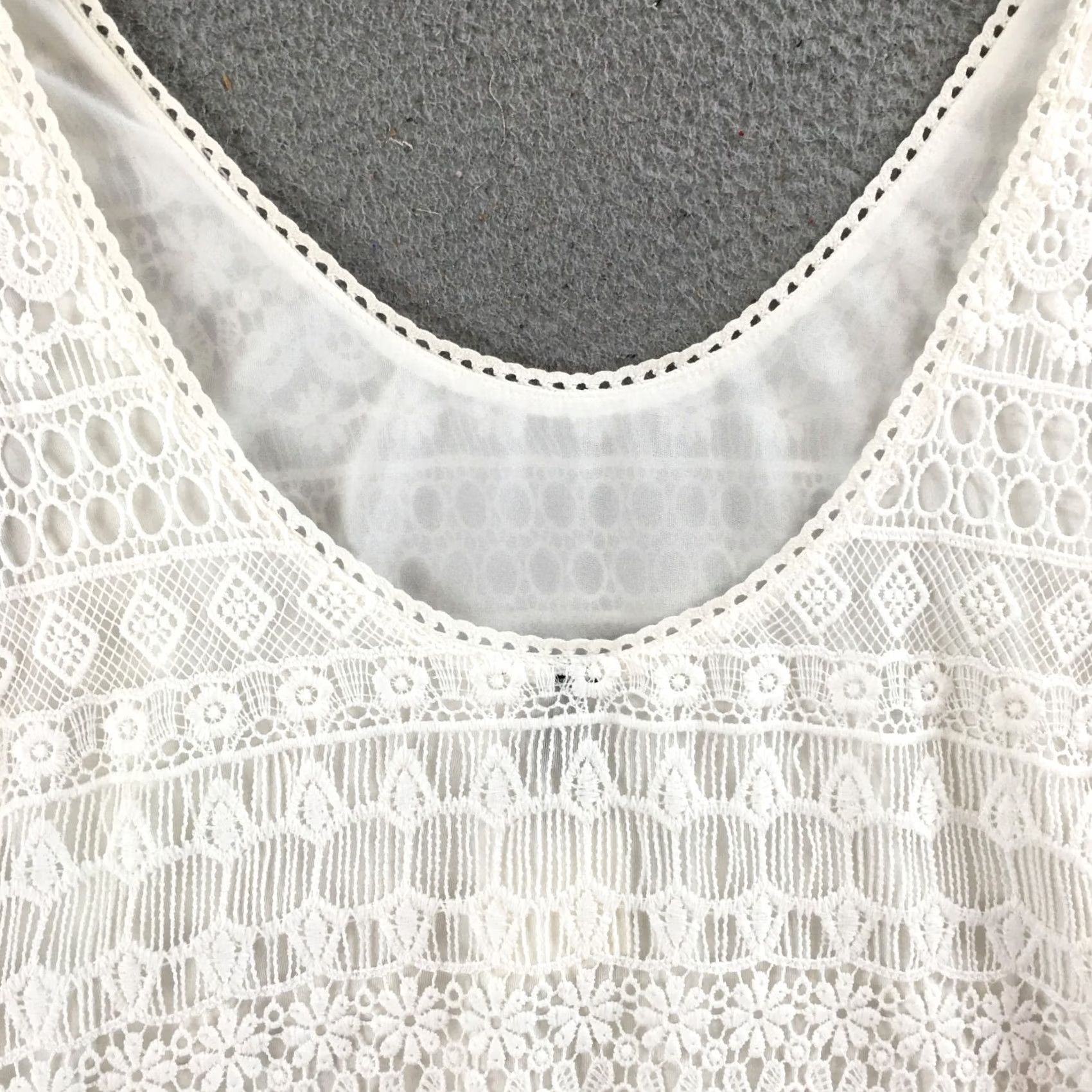 H&M H&M Crochet Mini Cover-Up Dress Womens 12 Sleeveless Scoop Neck Sheer White NEW Size XL / US 12-14 / IT 48-50 - 3 Thumbnail