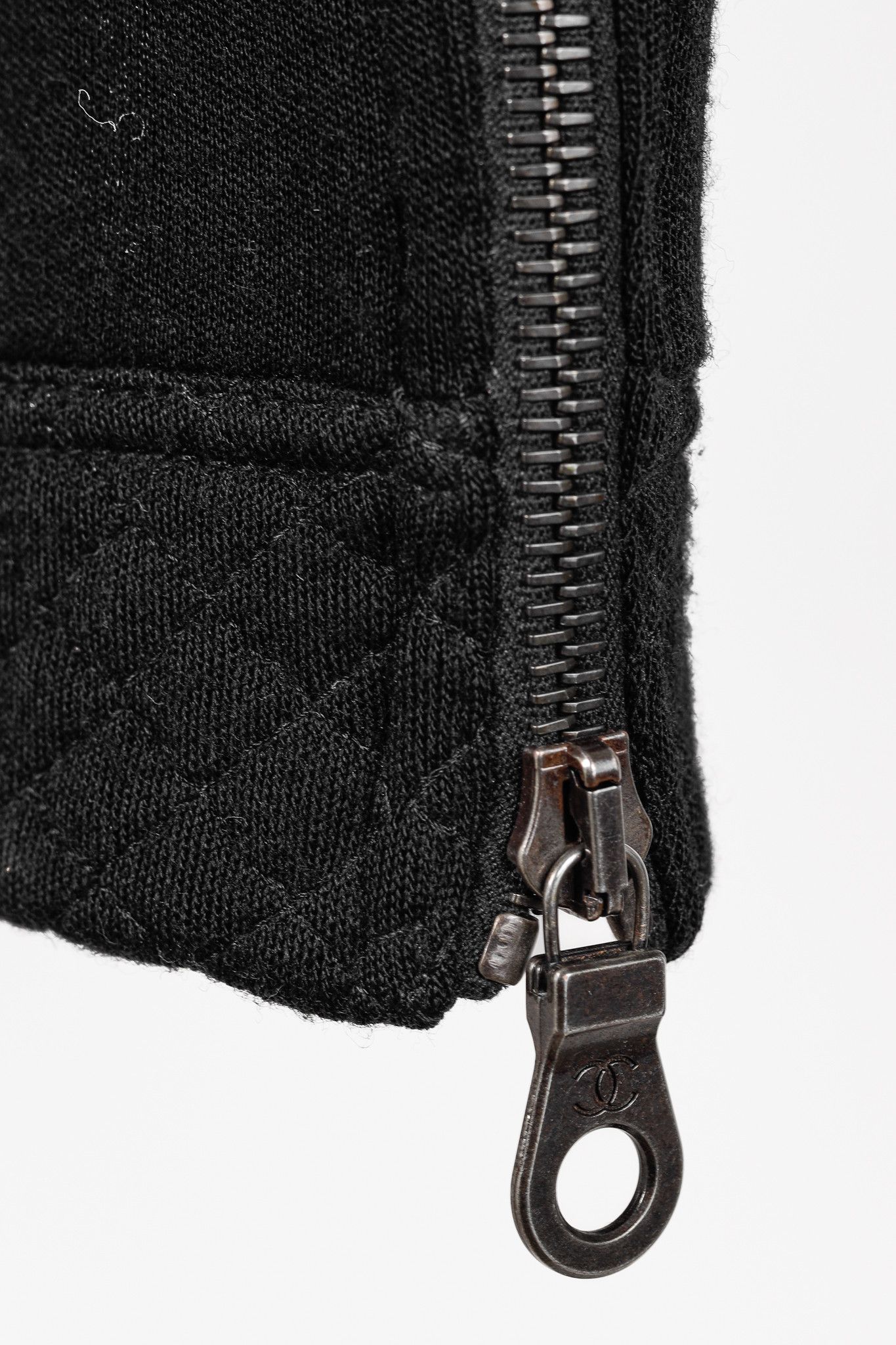 Chanel Chanel Black Wool Quilted Moto Jacket Size XS / US 0-2 / IT 36-38 - 8 Thumbnail