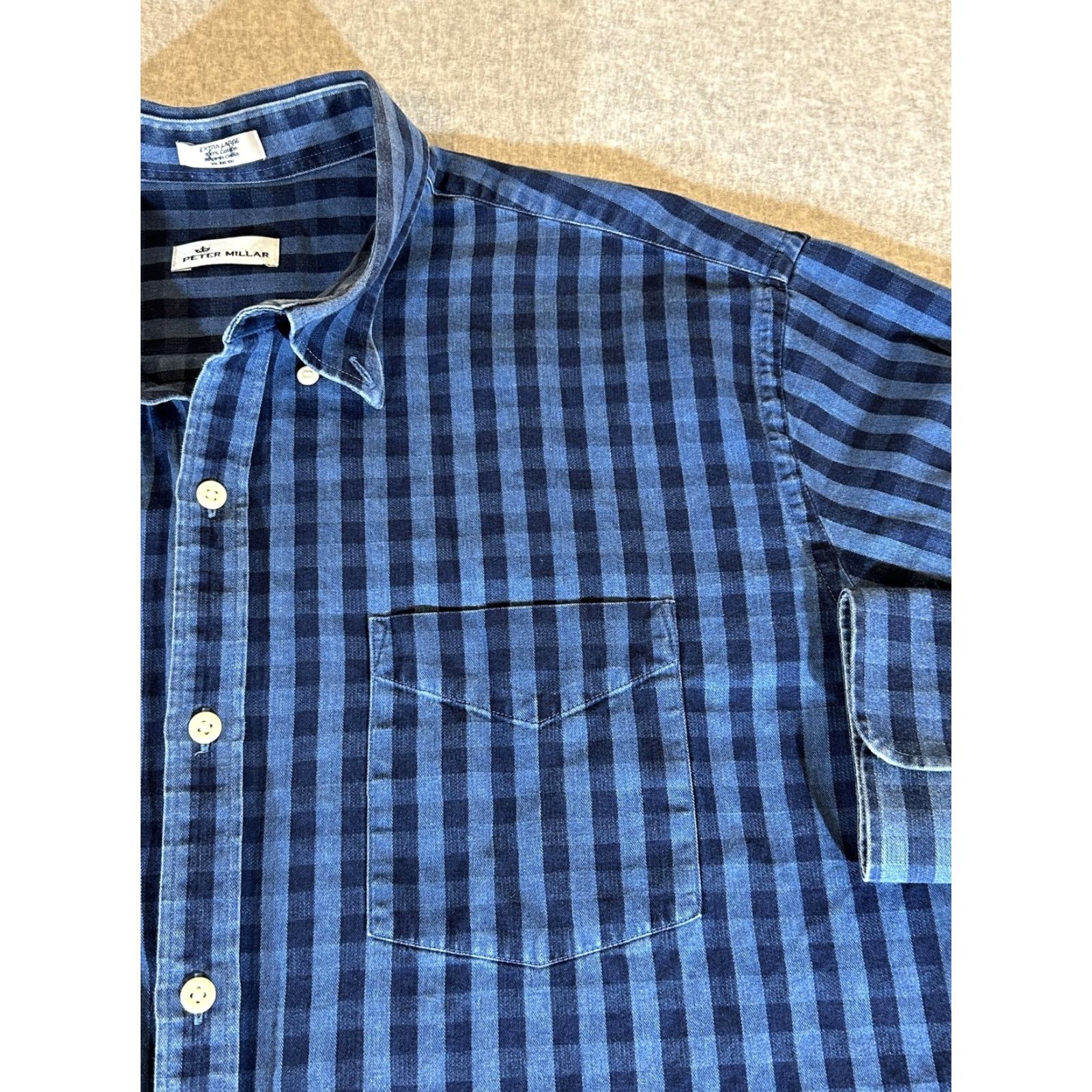 Peter Millar Peter Millar Shirt Mens XL Blue Check Button Long Sleeve Office Golf Cotton Shirt Size US XL / EU 56 / 4 - 2 Thumbnail