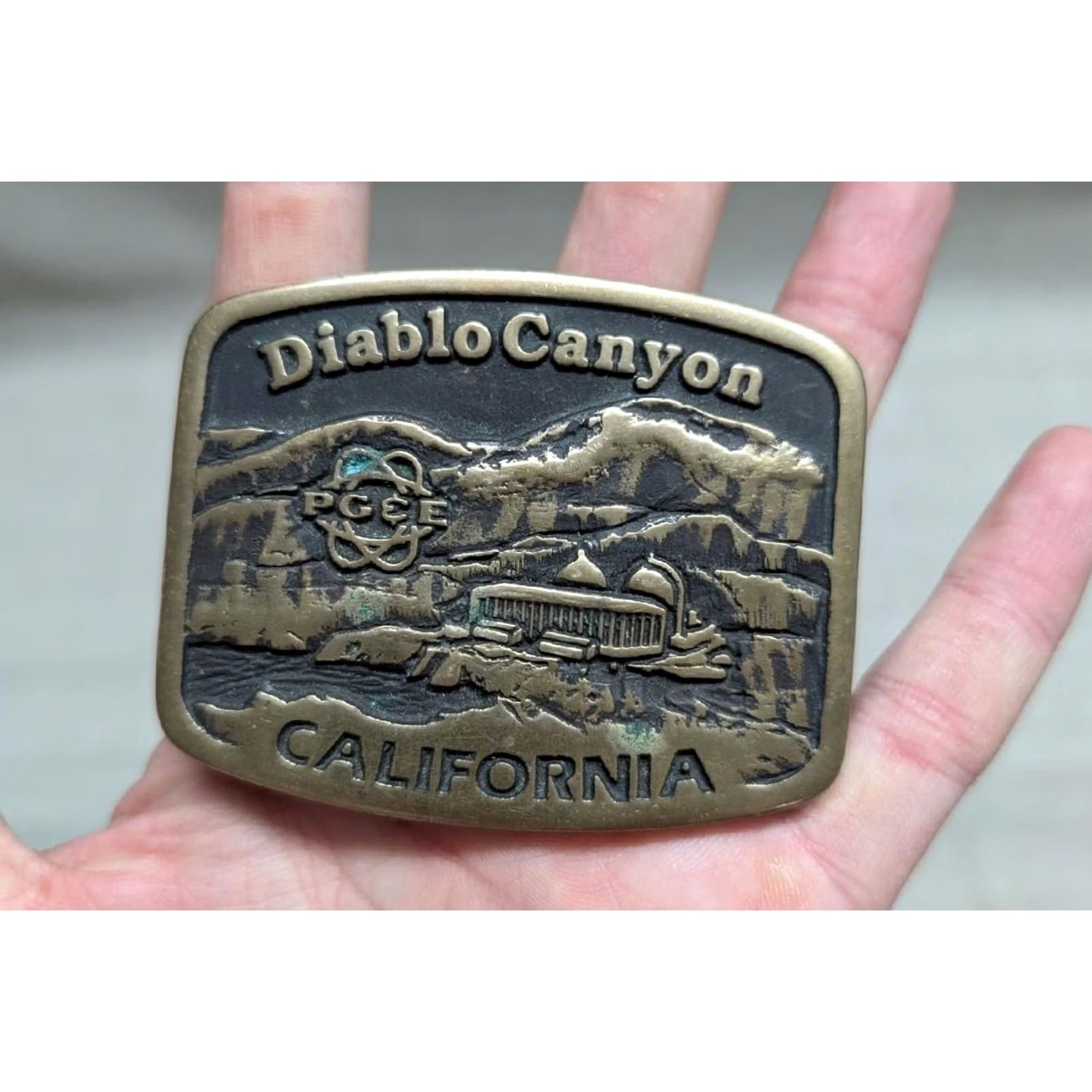 Vintage vintage DIABLO CANYON belt buckle NUCLEAR PLANT california SOLID BRASS anacortes Size ONE SIZE - 8 Thumbnail