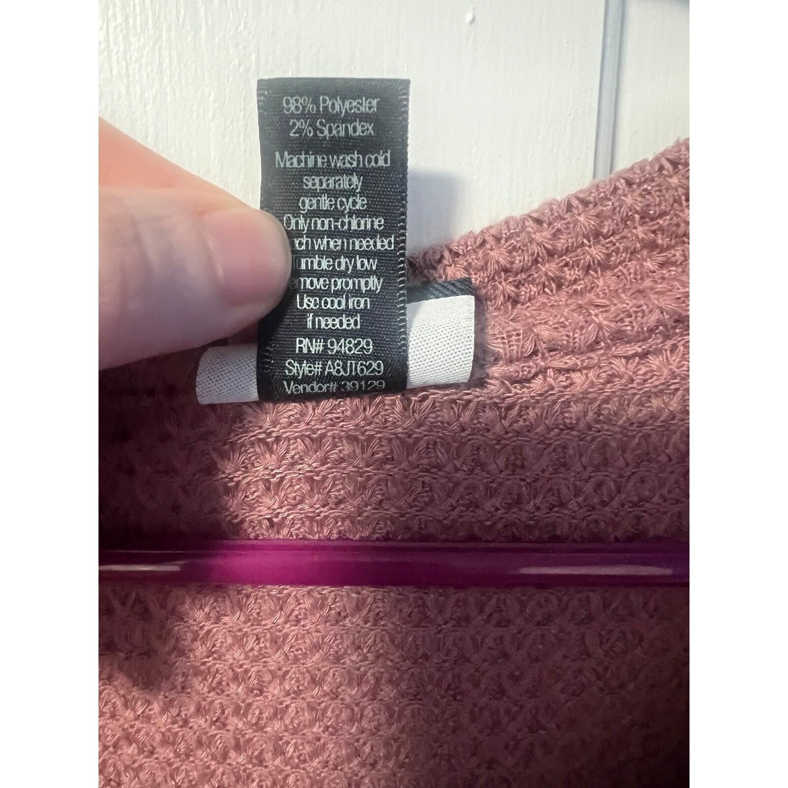 Other Daytrip Henley Top Womens Small Mauve Cream Waffle Knit Size S / US 4 / IT 40 - 3 Thumbnail