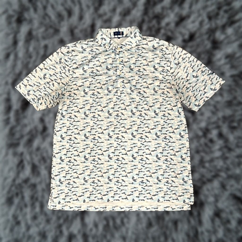 Vintage Stitch Polo Shirt Men L White Camouflage Dallas Athletic Club Medium/Large Size US L / EU 52-54 / 3 - 1 Thumbnail