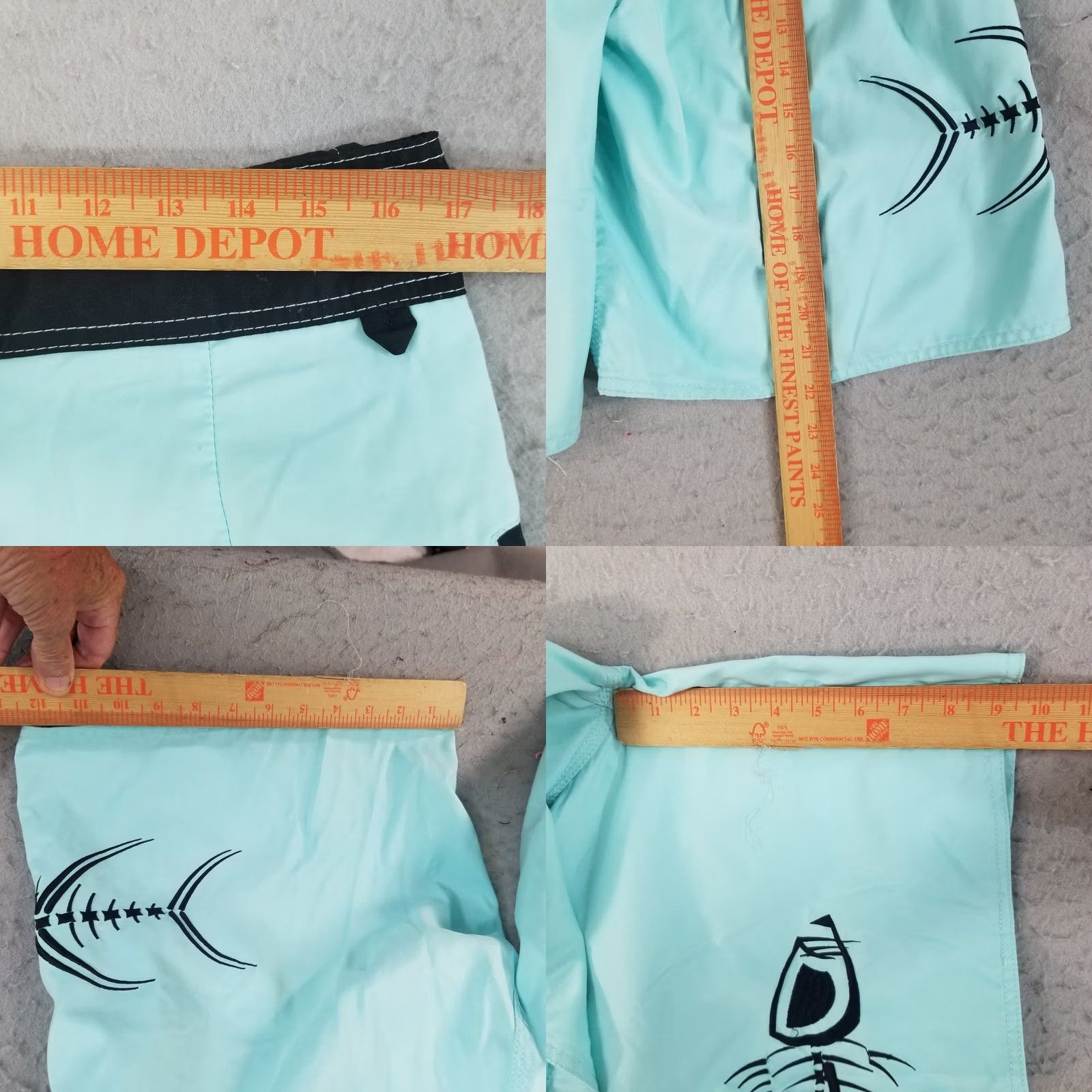 Vintage Tormenter Board Shorts Mens 34 Mint Green Fish Skeleton Cargo Pocket Swim Trunks Size US 34 / EU 50 - 8 Thumbnail