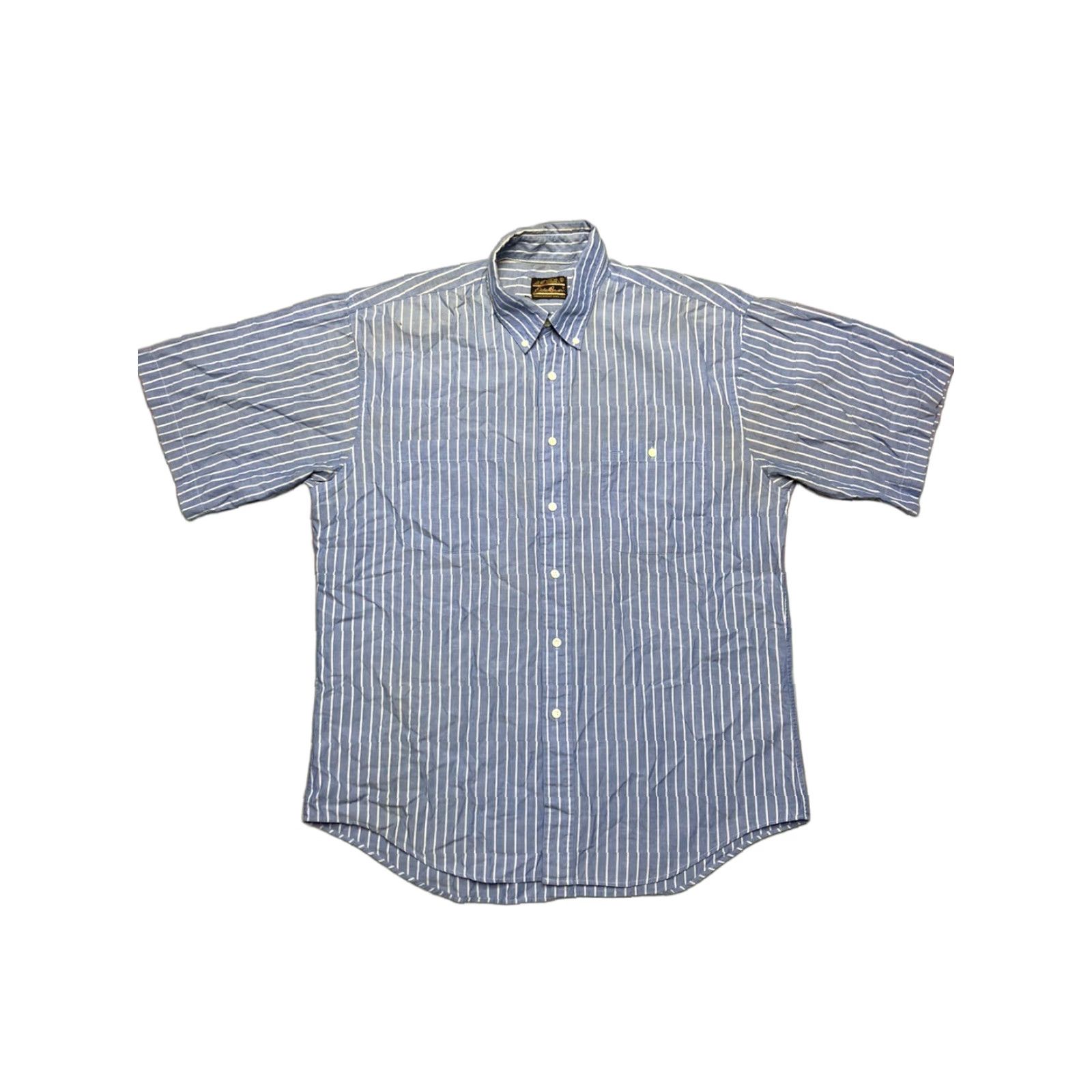 Eddie Bauer VINTAGE Eddie Bauer Button Shirt Short Sleeve Striped Cotton Pockets Blue Men’s L Large Shirts Mens Size US L / EU 52-54 / 3 - 1 Thumbnail