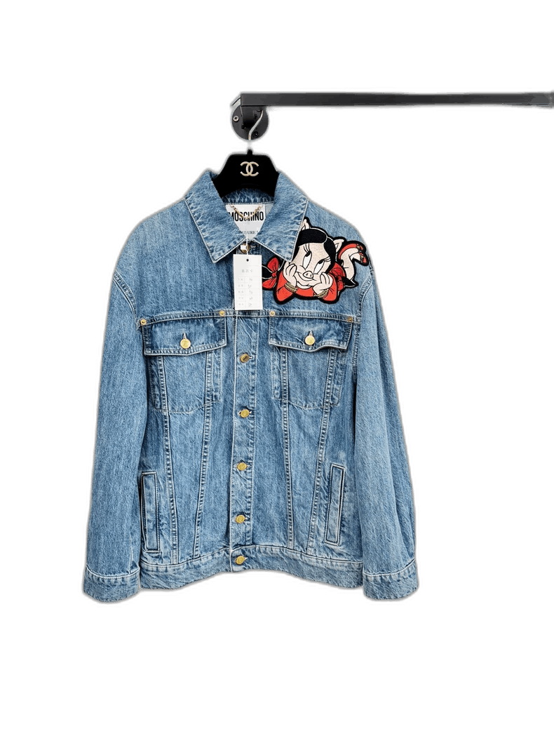 Moschino Moschino Denim Jacket with Embroidered Character Size S / US 4 / IT 40 - 1 Thumbnail