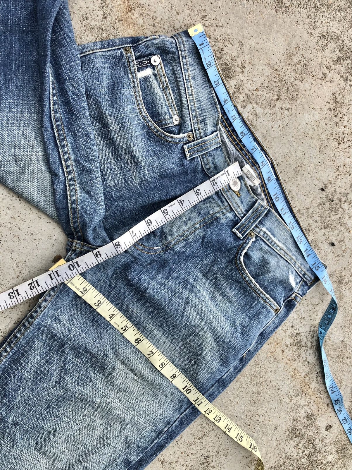 Armani Exchange FLARED BUTTON FLY WASHED BLUE DENIM Size US 31 - 8 Thumbnail