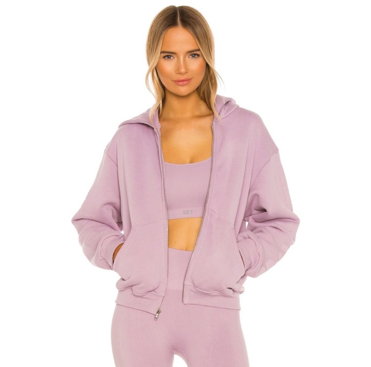 image of X Revolve Zip Up Hoodie In Havana in Mauve Pink, Women's (Size Small)