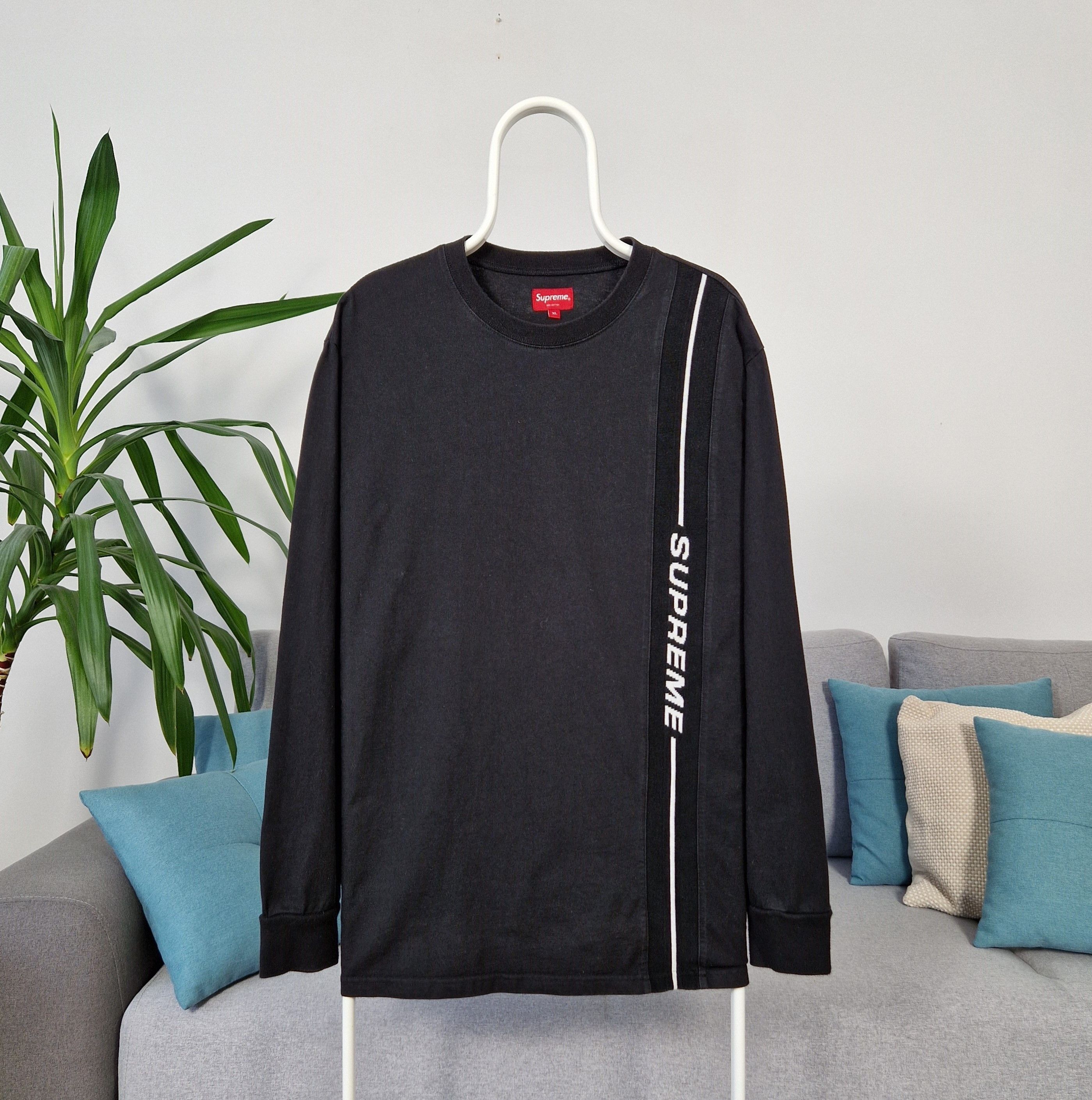 Supreme Supreme Vertical Logo Stripe L/S Top Black XL | Grailed