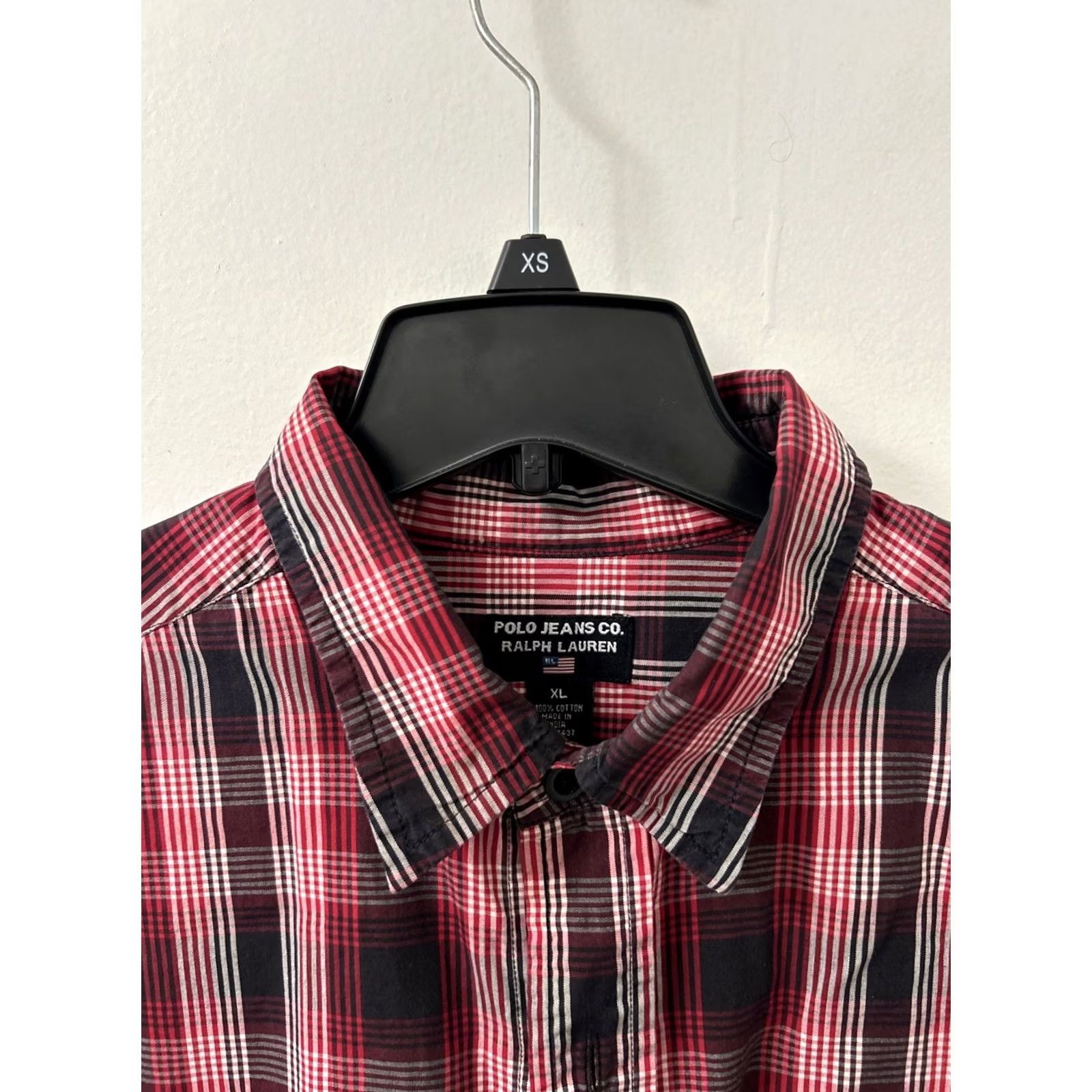Ralph Lauren VINTAGE Polo Jeans Co Ralph Lauren Shirt Mens XL Black Red Plaid Button Down L/S Size US XL / EU 56 / 4 - 5 Thumbnail