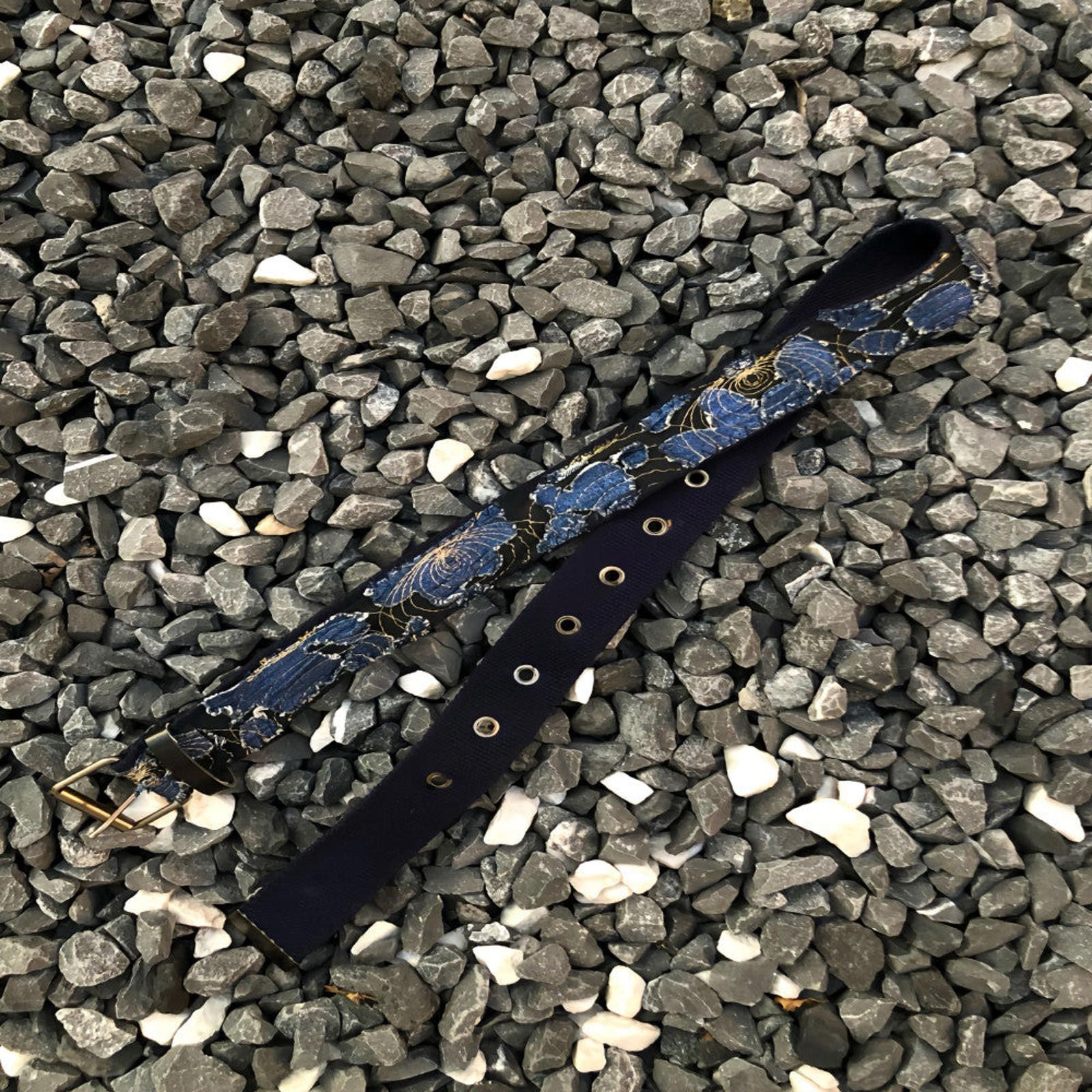 Japanese Brand Blue Floral Print Belt Size ONE SIZE - 4 Thumbnail