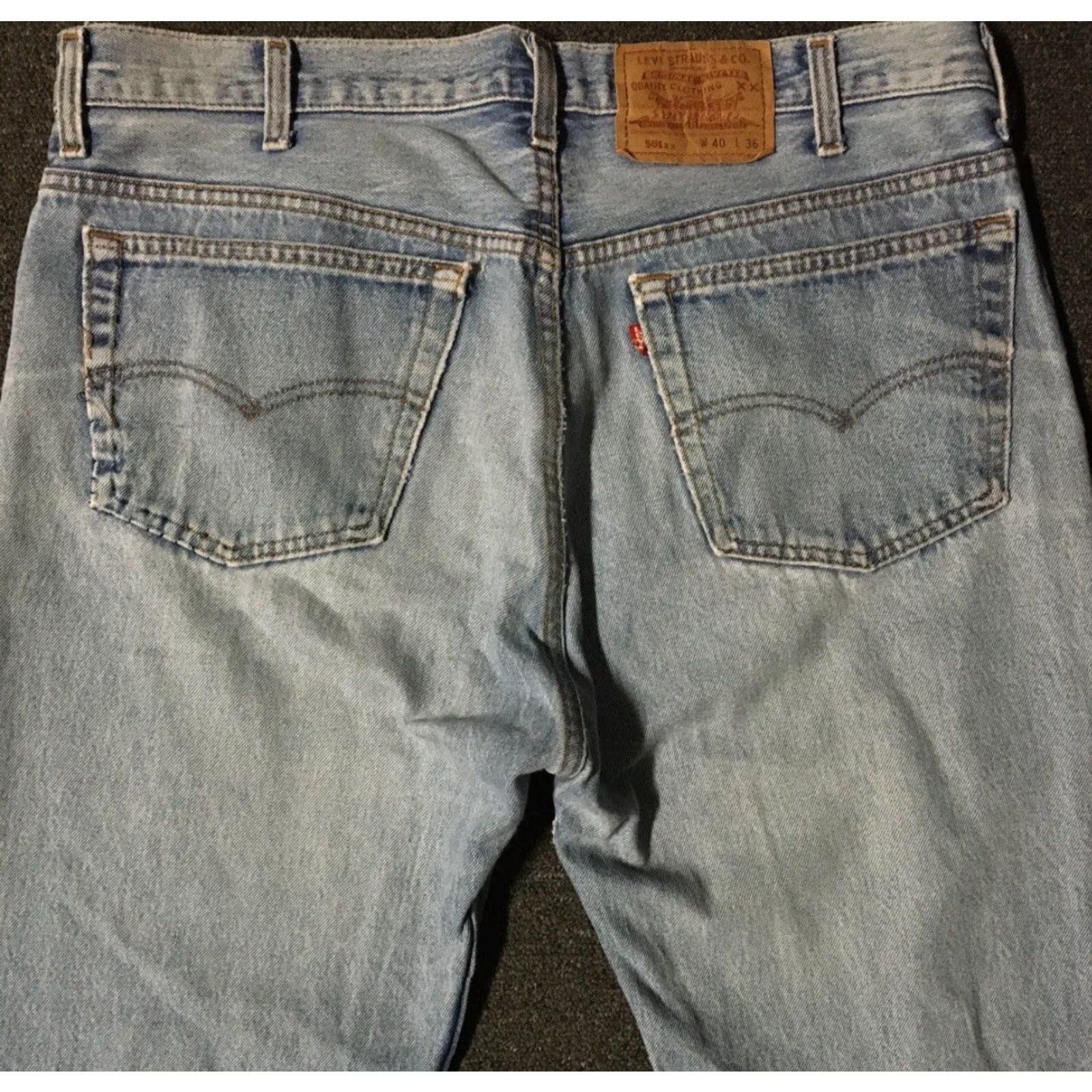 Levi's VINTAGE Levi's 501 Jeans Mens 38 Blue Distressed Button Fly Straight 33 Inseam USA 80s 90s Grunge Punk Rock Biker 1980s 1990s Size US 38 / EU 54 - 3 Thumbnail