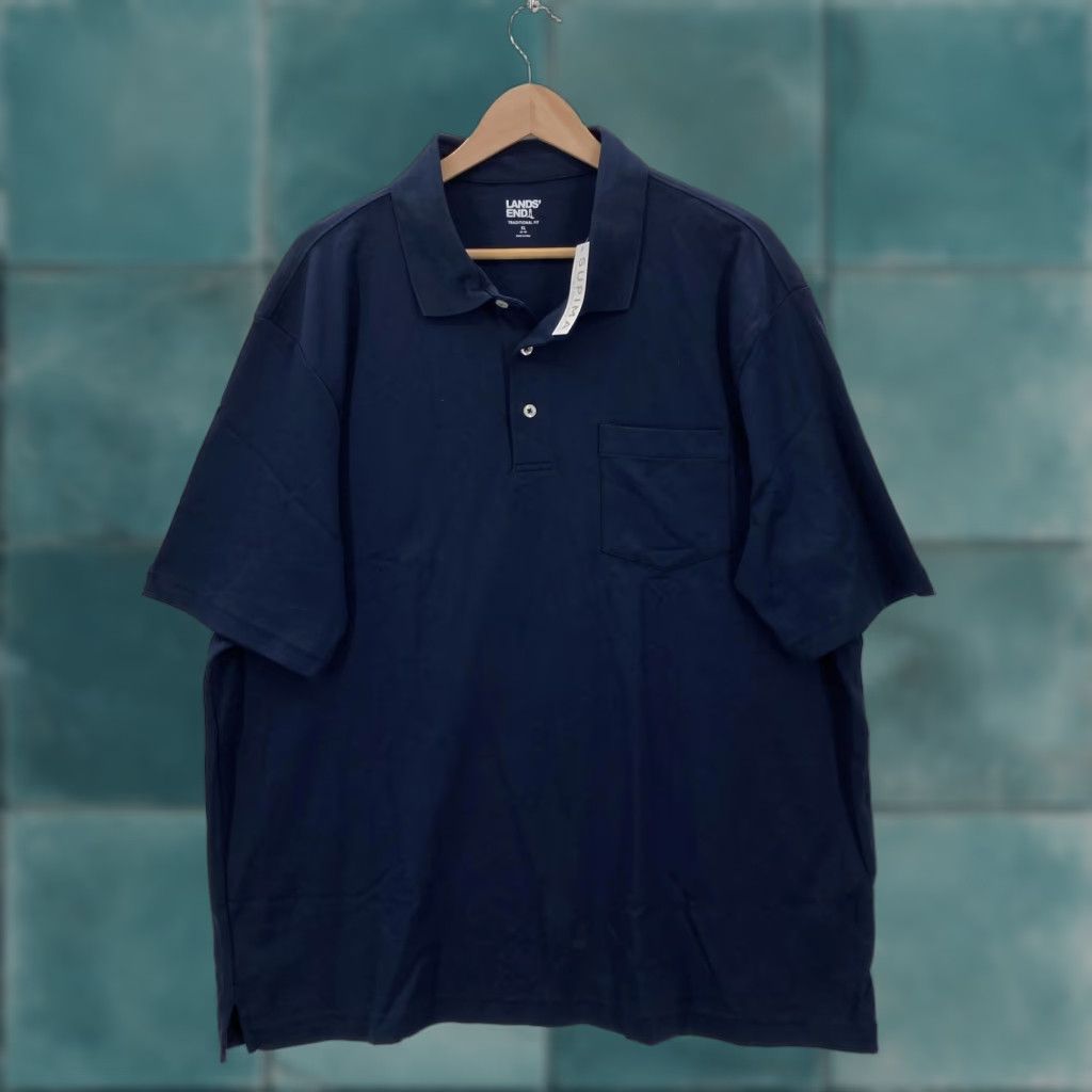 Lands' End Lands' End Polo Shirt Mens XL Navy Blue Traditional Fit Supima Cotton Pocket NWT Size US XL / EU 56 / 4 - 1 Thumbnail