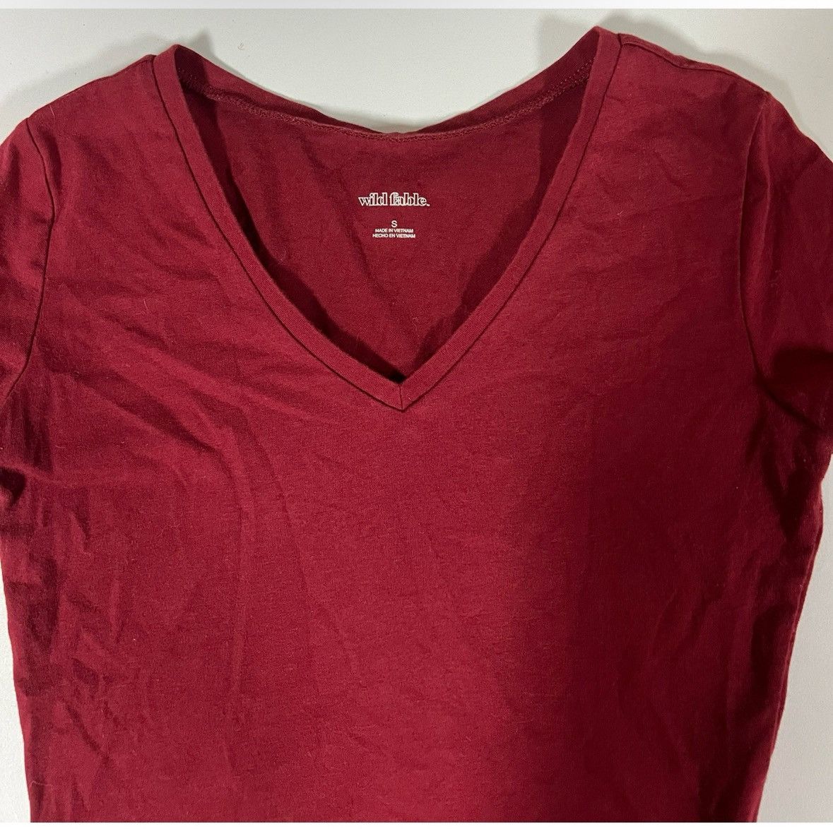 Wildfox Red Solid V-Neck Short Sleeve Shirt Top Blouse Tee Size S ♥️✨ Size S / US 4 / IT 40 - 2 Thumbnail