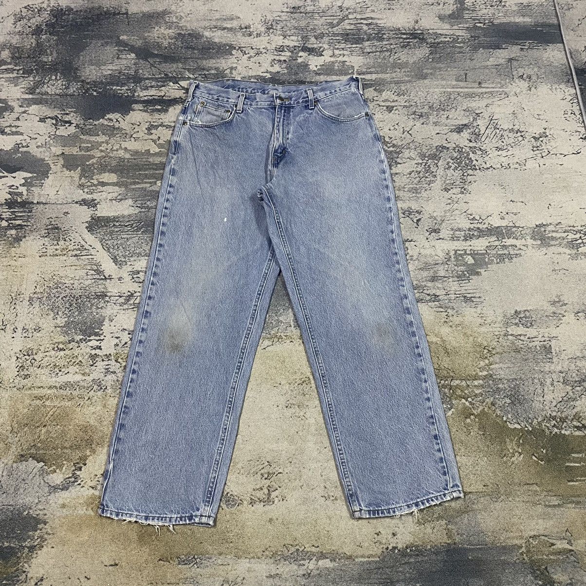 image of Carhartt x Vintage Carhatt Light Washed Baggy Denim Jeans in Washed Light Blue, Men's (Size 35)