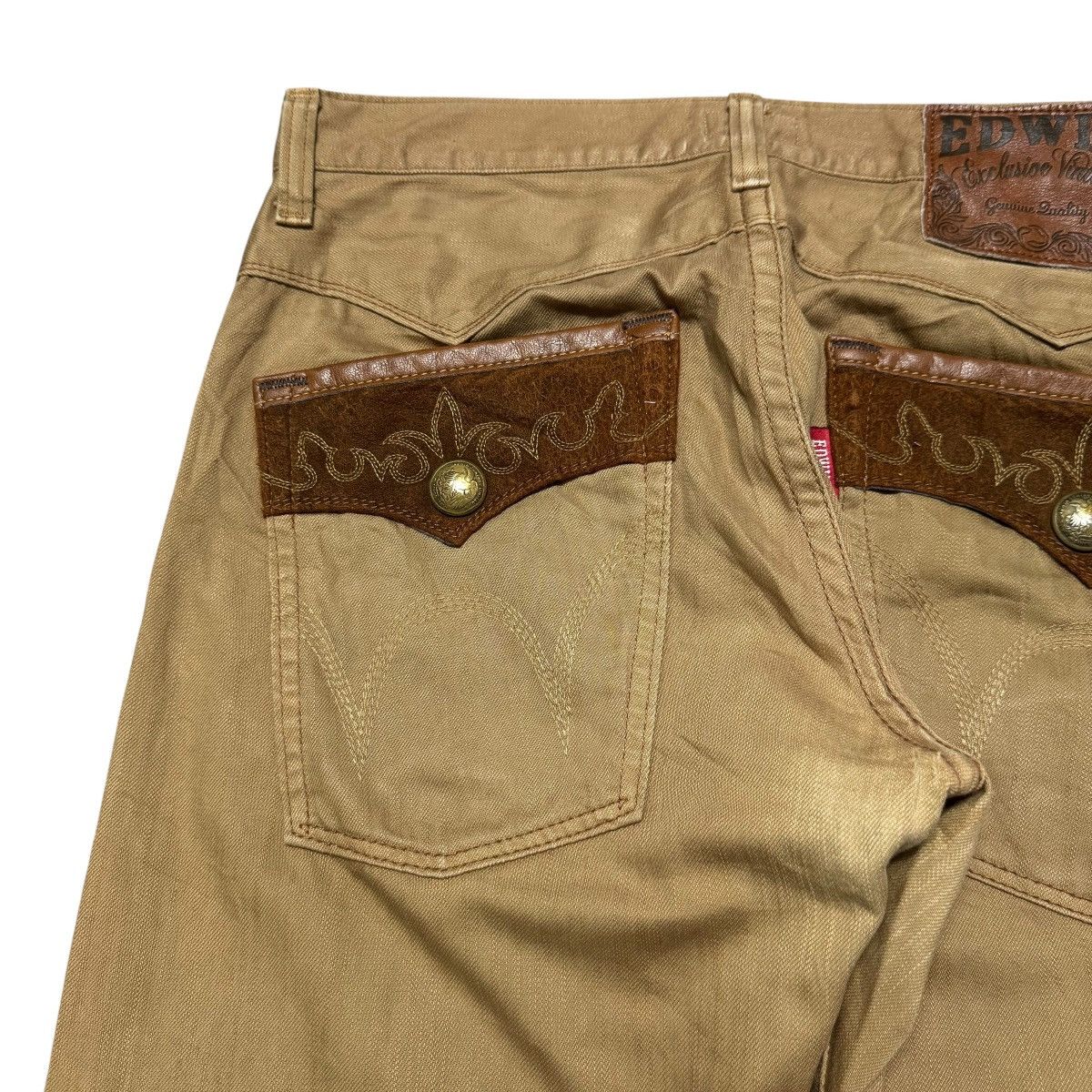 Edwin Vintage Edwin XVS403 Leather Pocket Brown Denim Jeans Size US 34 / EU 50 - 11 Thumbnail