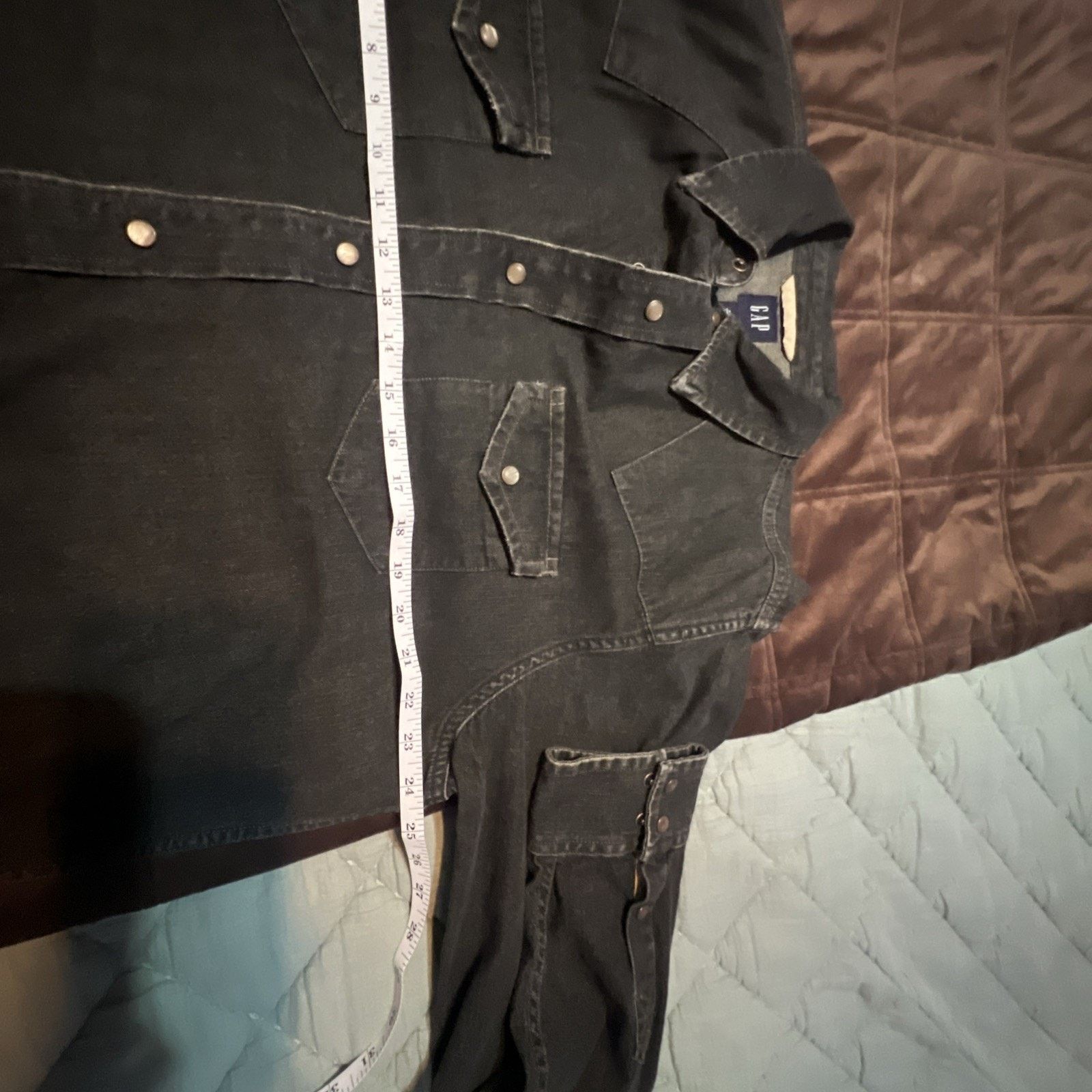 Gap Gap Men's VTG Y2K Black Denim Sz L Pearl Snap Western moto Size US L / EU 52-54 / 3 - 9 Thumbnail