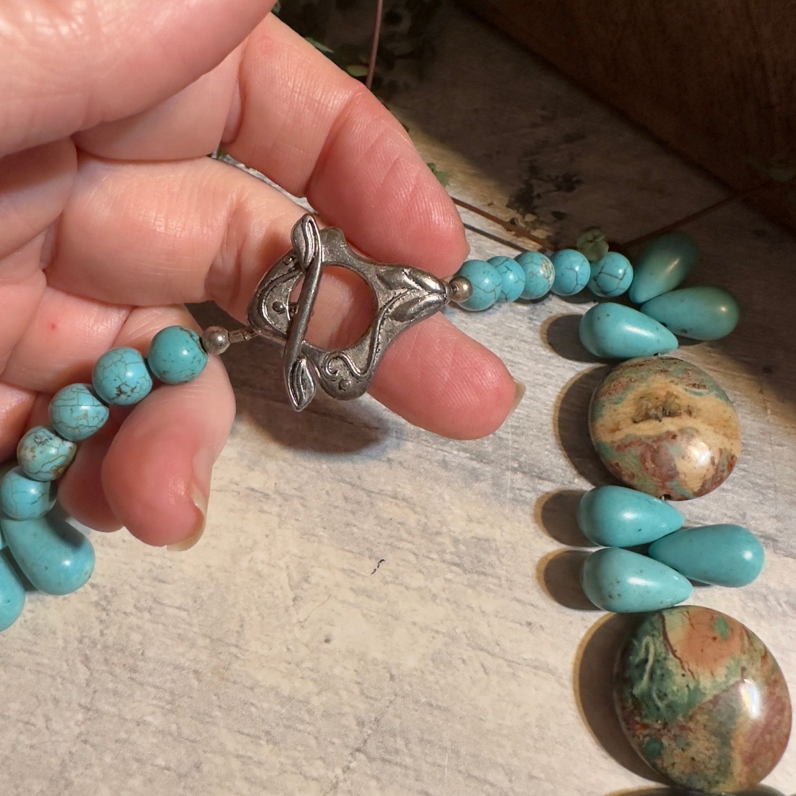 The Unbranded Brand Vintage Turquoise & Jasper Statement Gemstone Necklace Size ONE SIZE - 3 Thumbnail