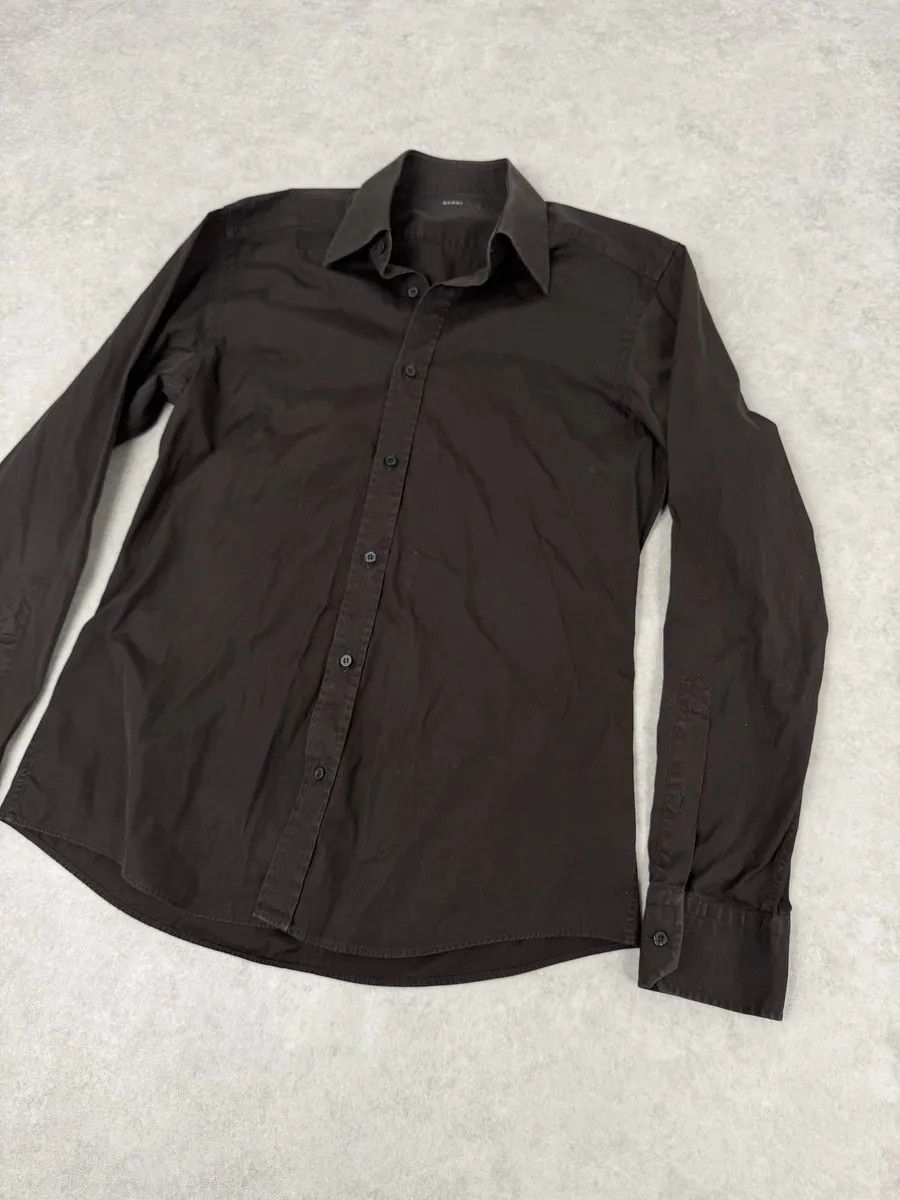 Gucci 2000s Gucci Brown Minimalist Italian Shirt Size US M / EU 48-50 / 2 - 6 Thumbnail