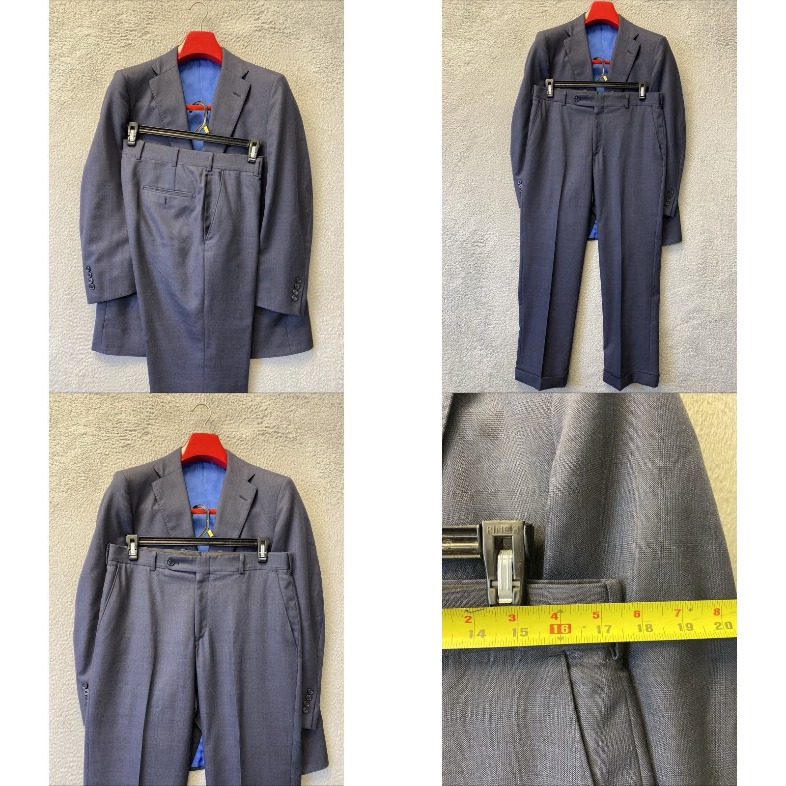 Vintage VINTAGE Tom James Navy Wool Suit Slim 2Btn Executive Collection 40R/35x32 Men’s Suit Size 34R - 10 Thumbnail
