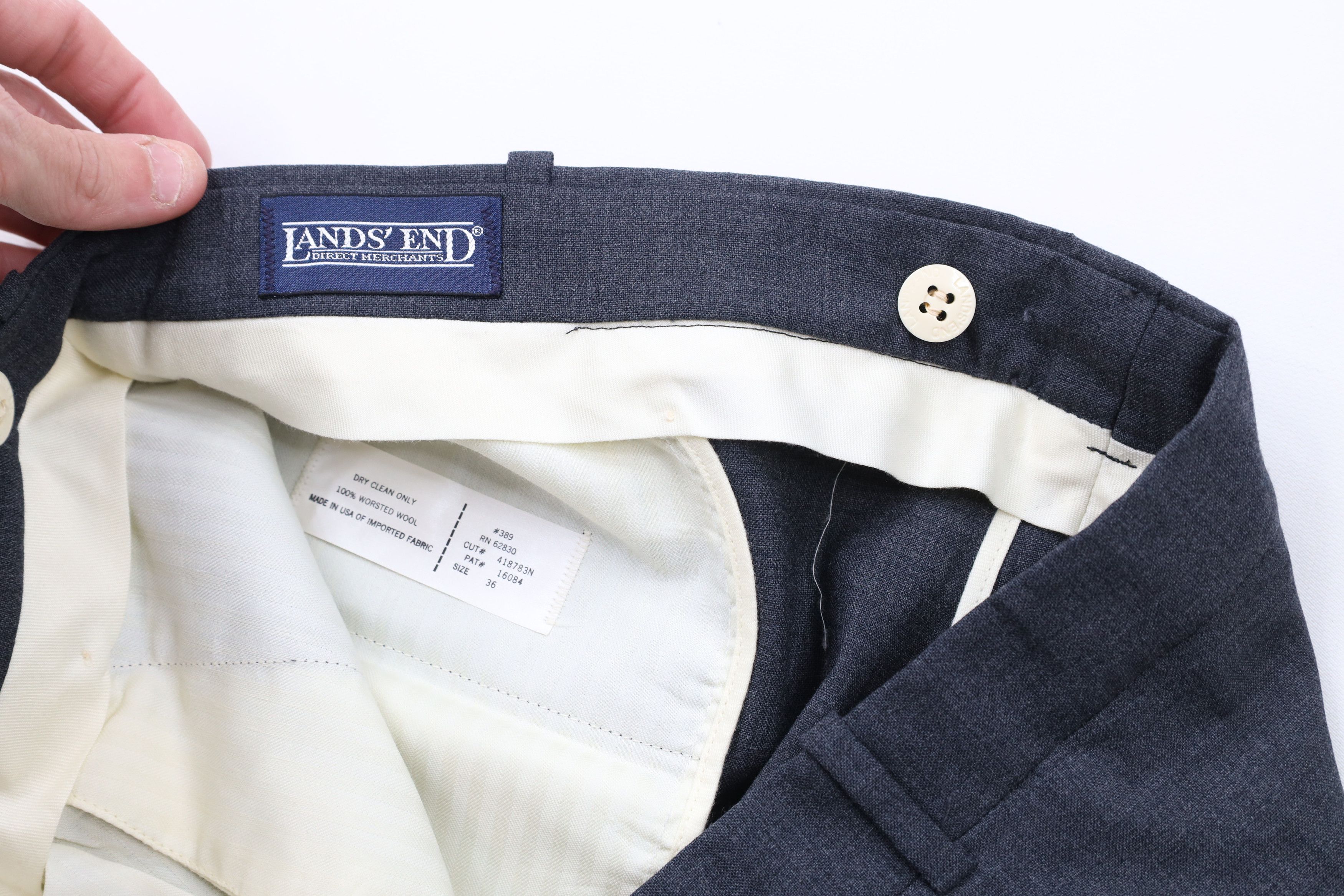 Lands' End × Vintage Vintage 90s Lands End Wool Pleated Cuffed Pants Trousers USA Size US 36 / EU 52 - 6 Thumbnail
