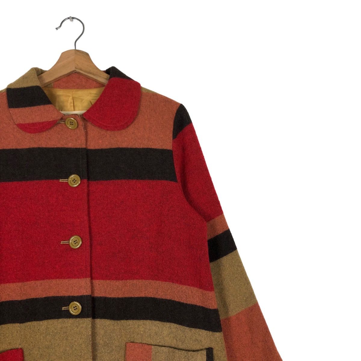 Vintage 🔥Wool Jacket Biker Burn Breeze Japan Made Striped Style Size US M / EU 48-50 / 2 - 6 Thumbnail