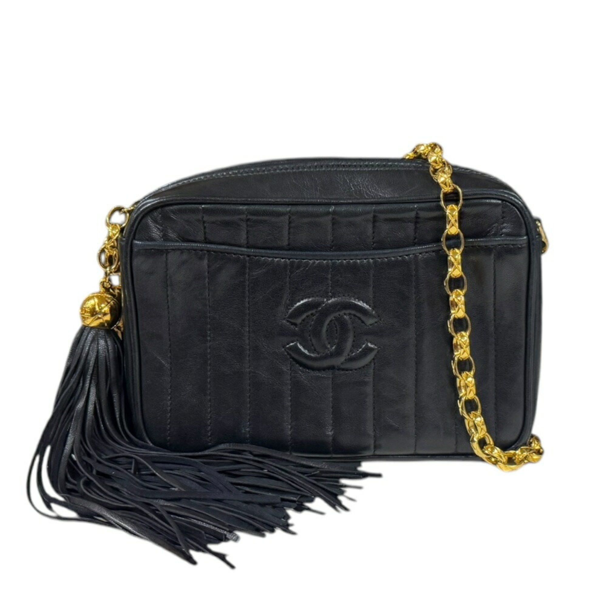 Chanel Shoulder Bag Lambskin Black Women's Chanel Chain