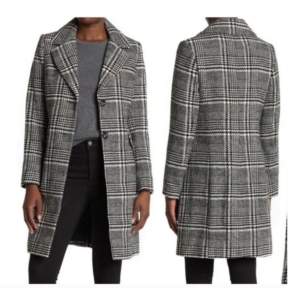 Sam Edelman Sam Edelman Two Button Houndstooth Plaid Wool Long Blazer Co Size S / US 4 / IT 40 - 2 Thumbnail