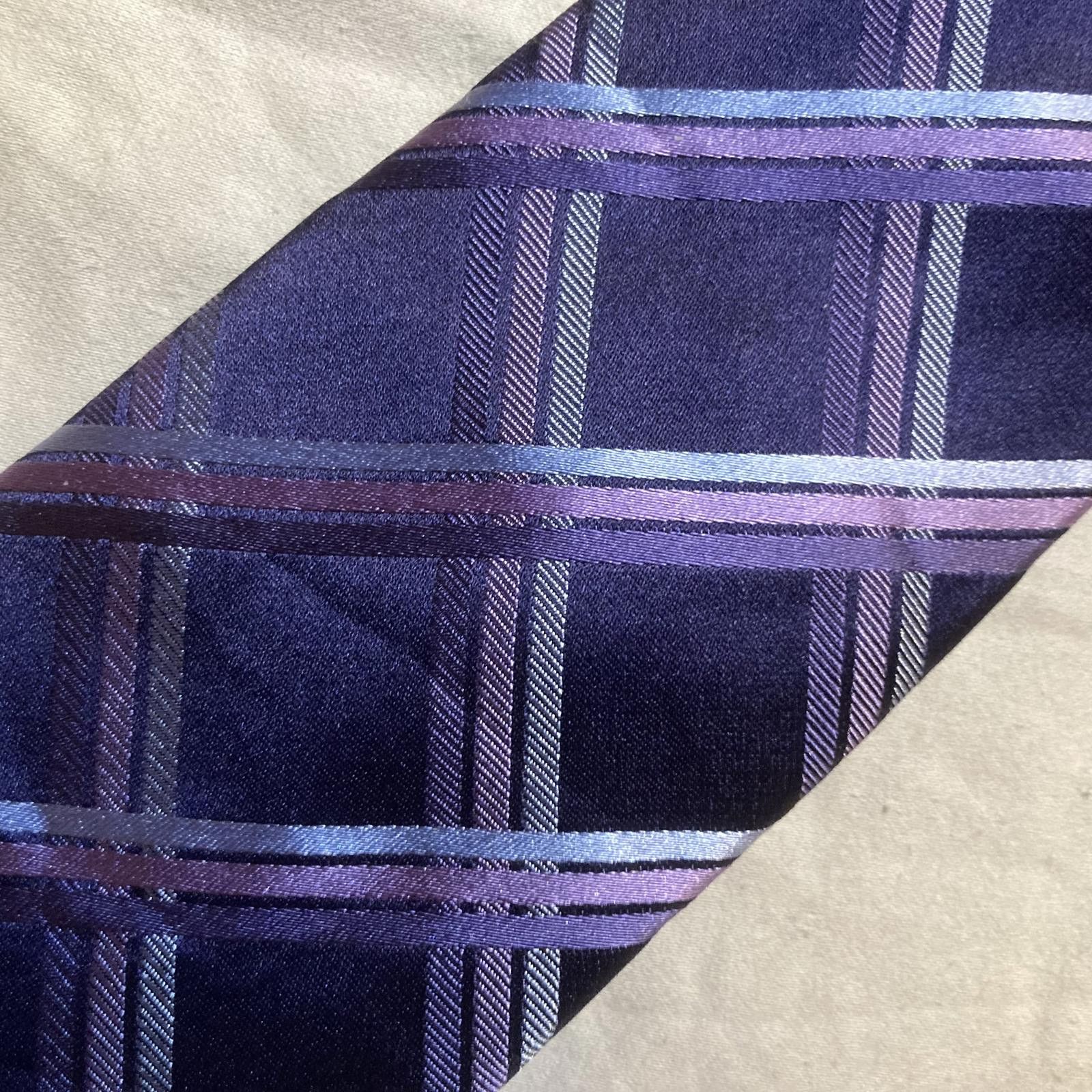 Bcbgmaxazria NWOT BCBG Attitude Purple Stripes 100% Silk Tie Size ONE SIZE - 2 Thumbnail