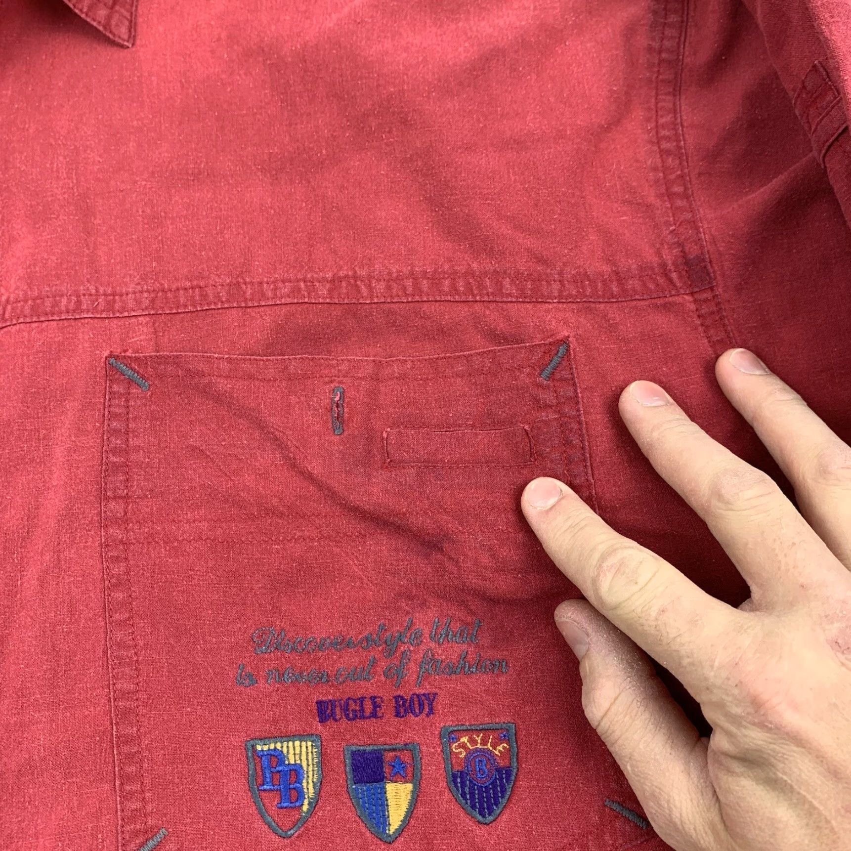 Bugle Boy VINTAGE Bugle Boy Button Up Shirt Adult XL Red Collared Embroidered Y2K Formal Mens Regular Button-Up 90s American Size US XL / EU 56 / 4 - 3 Thumbnail