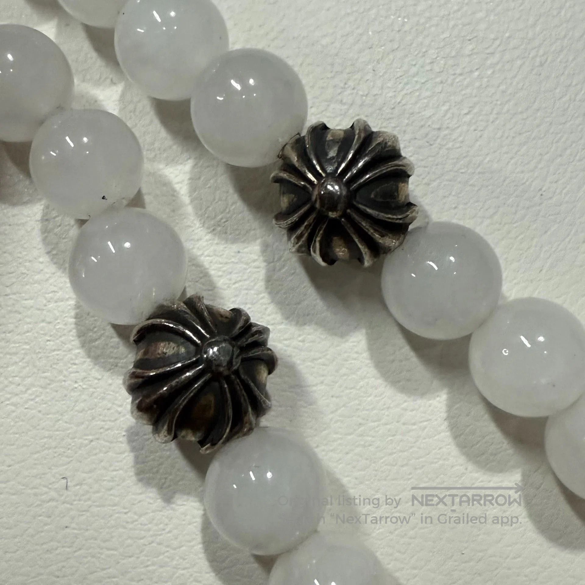 Chrome Hearts Chrome Hearts White Agate Silver Cross Bracelet. Size ONE SIZE - 5 Thumbnail