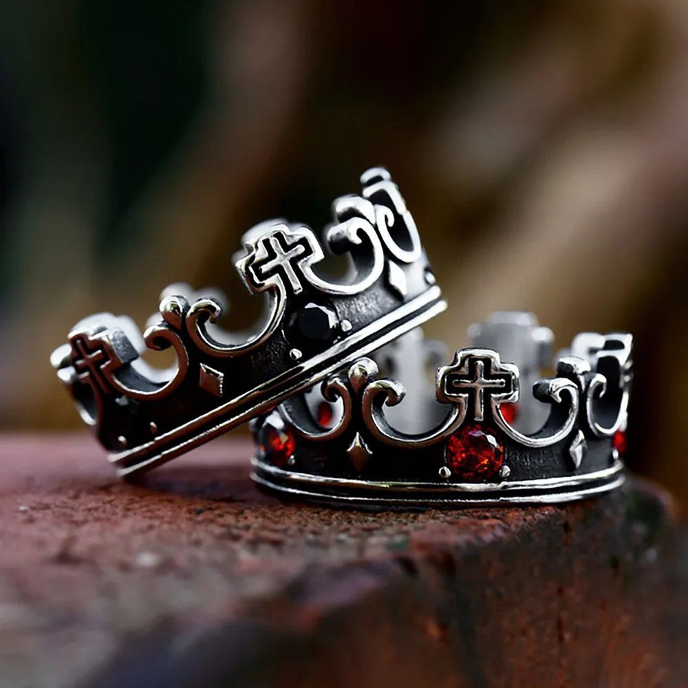 Jewelry Cross Crown Double Ring Jewelry Streetwear Fashion Gift Size ONE SIZE - 6 Thumbnail